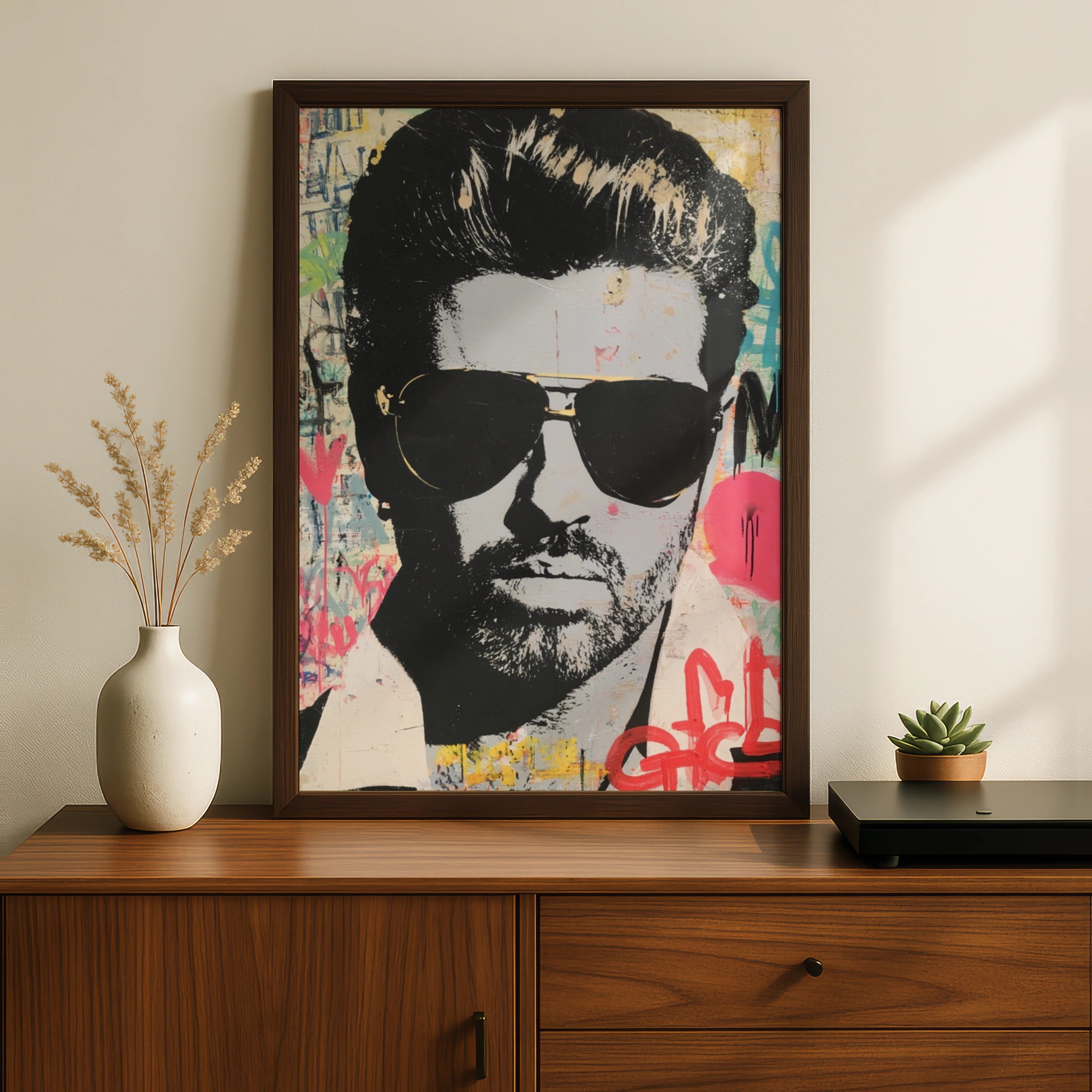 George Michael Graffiti Street Art Poster, Pop Art Music Icon Wall Print