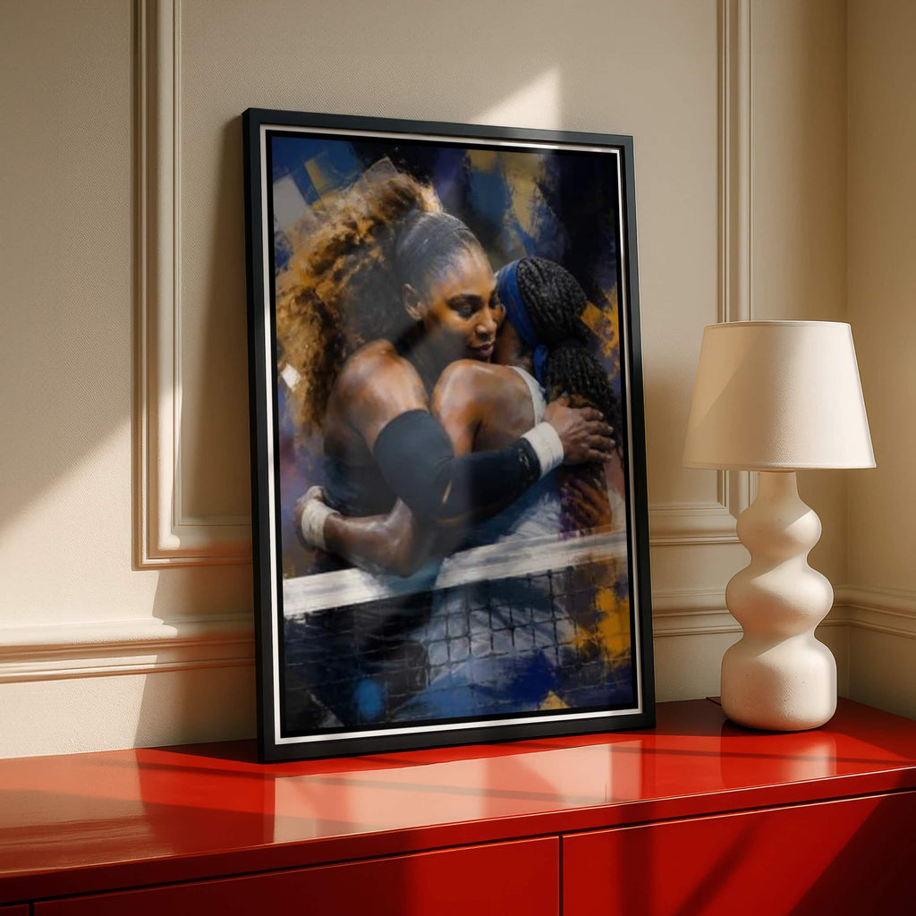 Tennis Wall Art Poster, US Open Winners Print, Sports Decor, Blue Gold Art