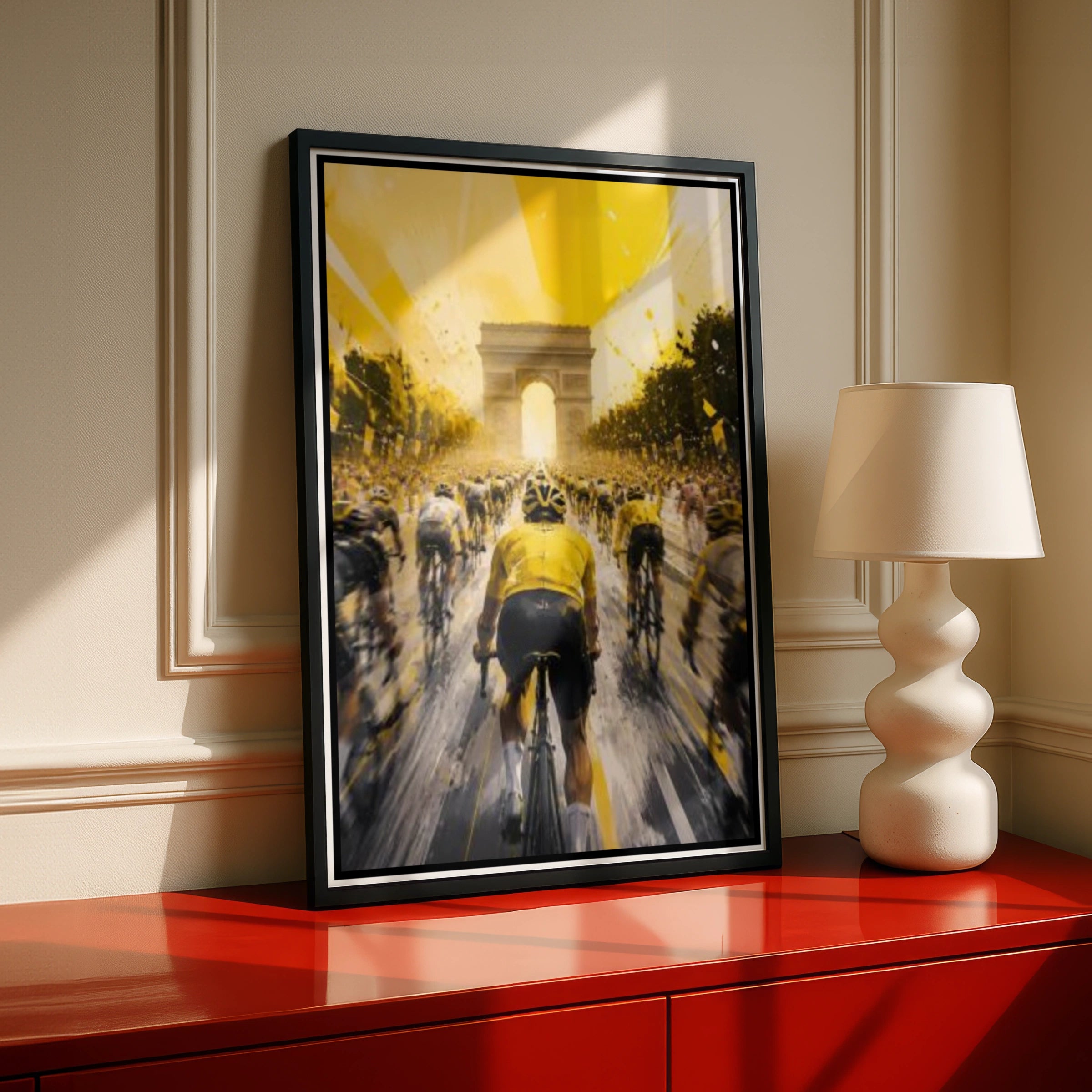 Cycling Poster, France Yellow Jersey Arc de Triomphe Wall Art Print