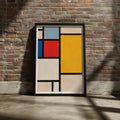 Mondrian Style Abstract Geometric Poster, Primary Colours Wall Art Print