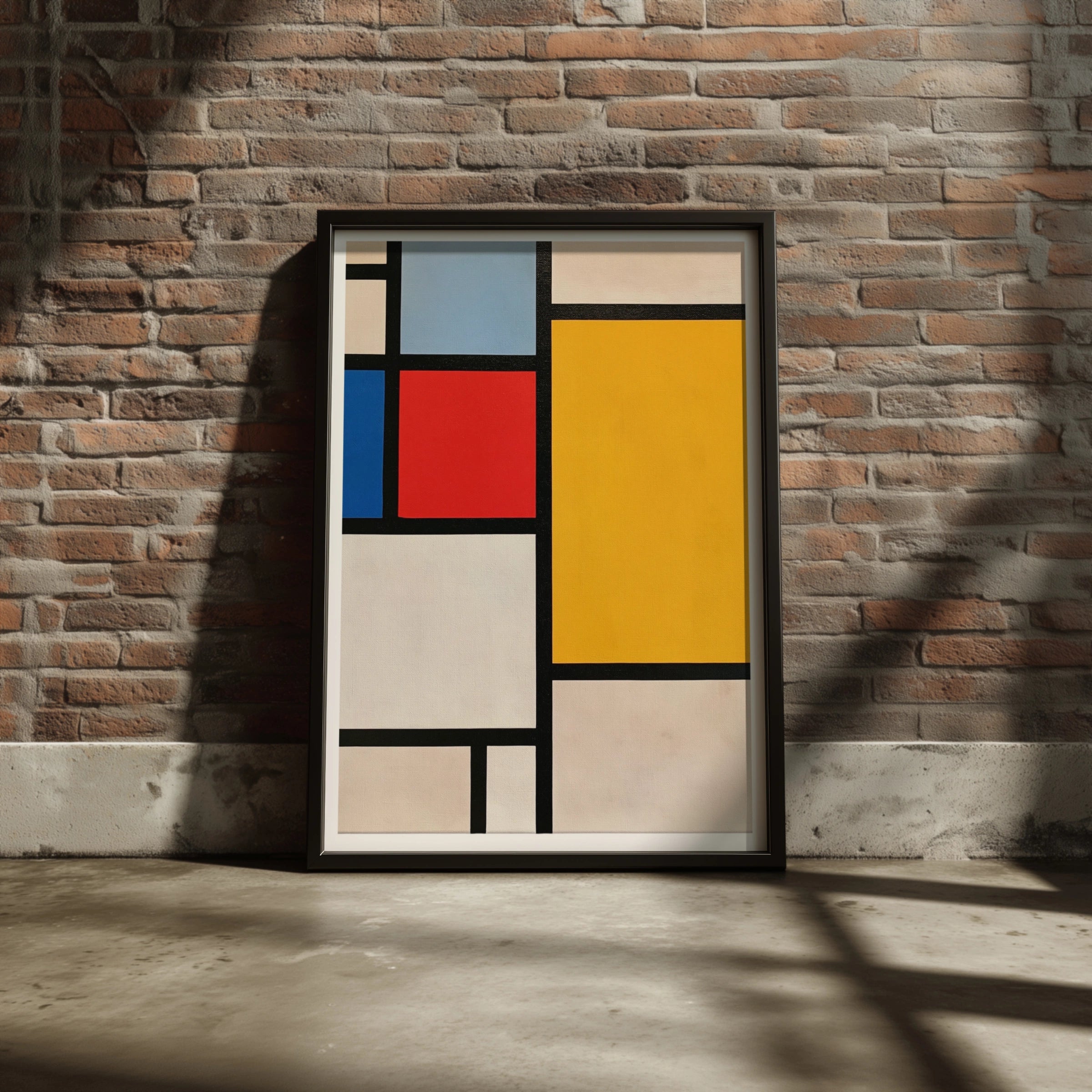 Mondrian Style Abstract Geometric Poster, Primary Colours Wall Art Print