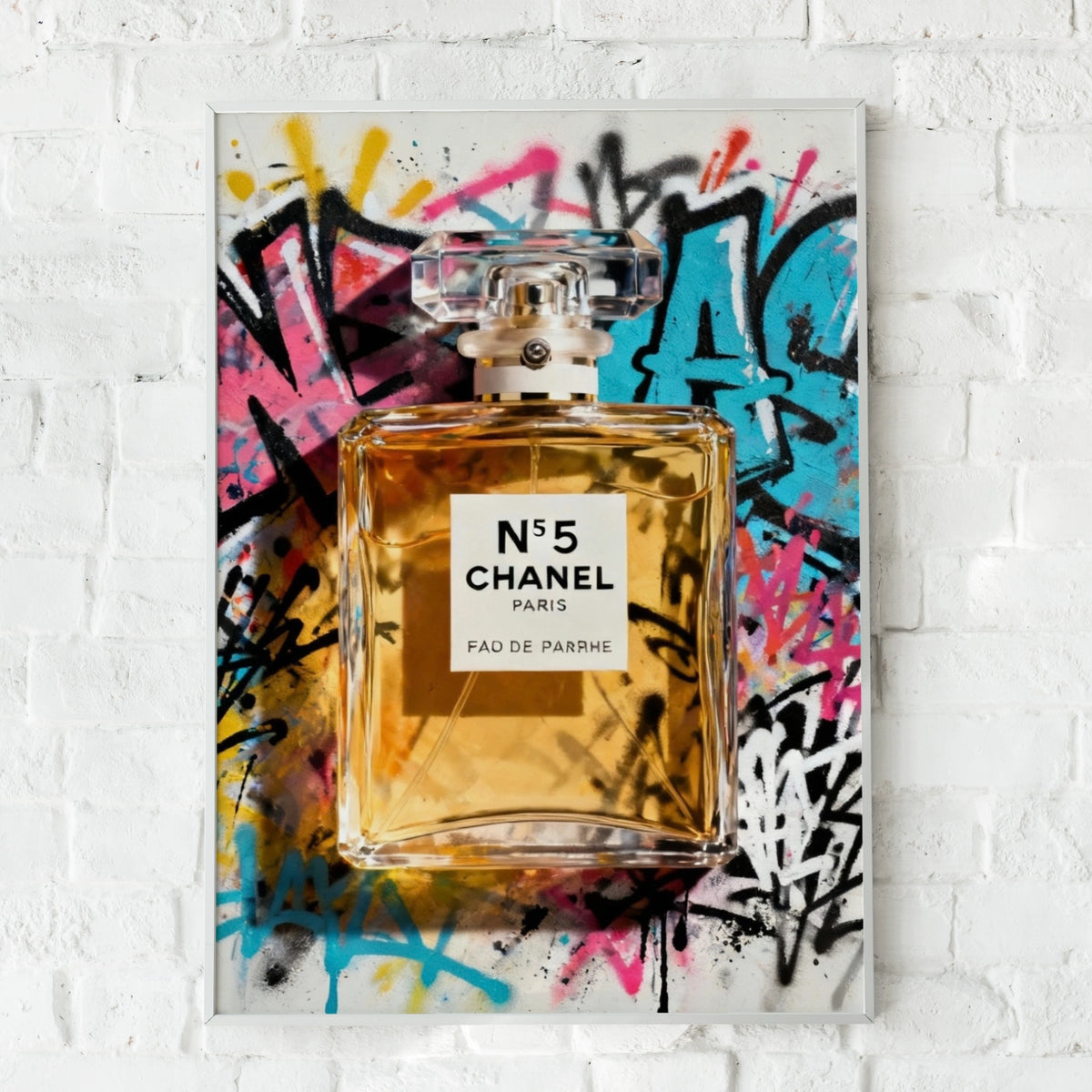 Chanel No 5 Perfume Graffiti Pop Art Poster, Fashion Wall Art, Luxury Print
