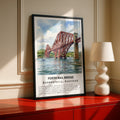 Forth Rail Bridge Poster, Queensferry Scotland Watercolour Wall Art Print