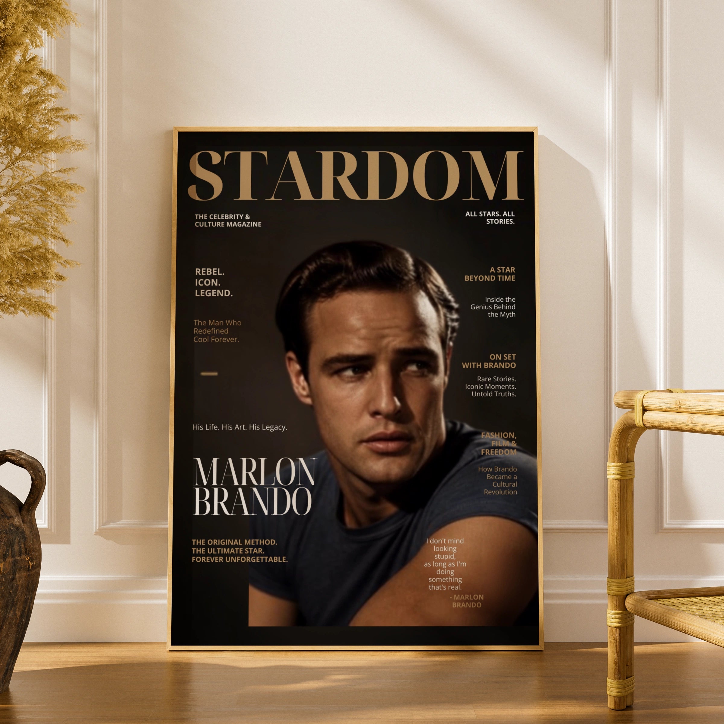 Marlon Brando Magazine Cover Poster, Vintage Hollywood Wall Art, Film Icon Print