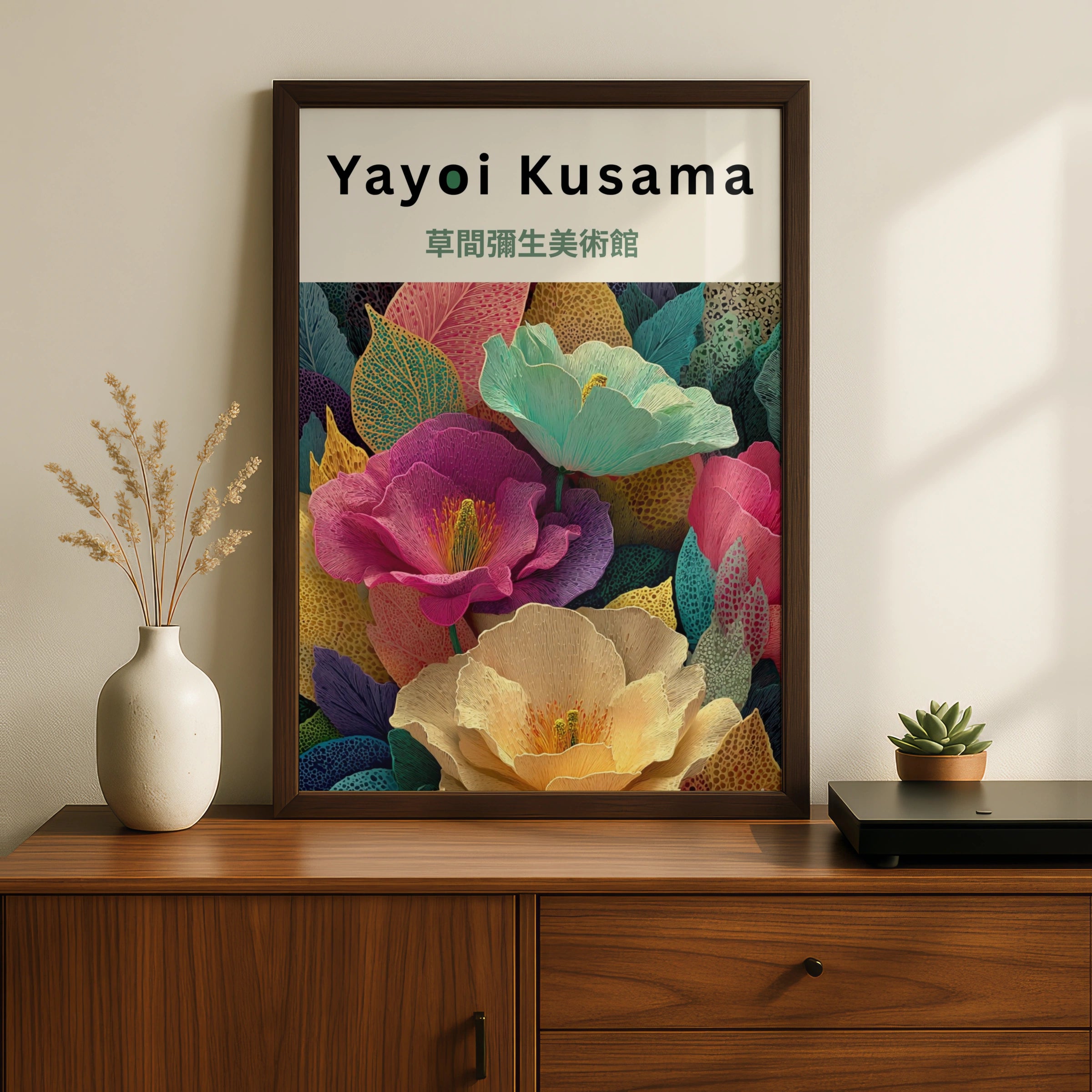 Yayoi Kusama Flower Poster, Colourful Botanical Wall Art, Japanese Museum Print