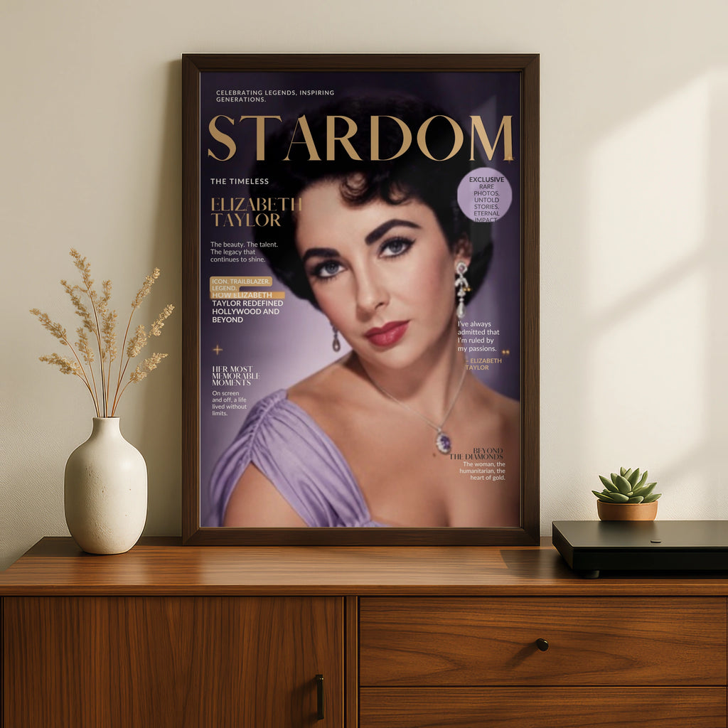 Elizabeth Taylor Magazine Cover Poster, Hollywood Icon Wall Art, Vintage Cinema Print