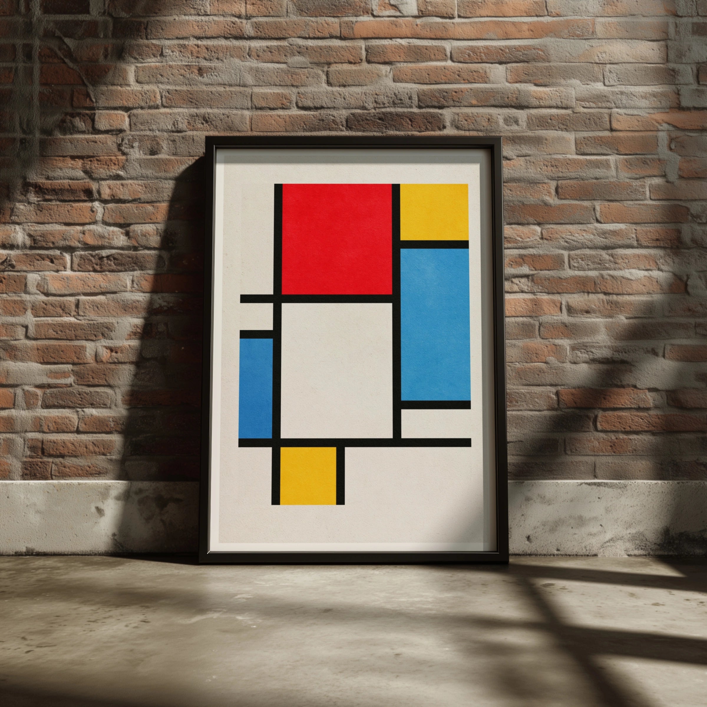 Mondrian Style Abstract Art Print, Red Blue Yellow Geometric Poster, Bauhaus Wall Art