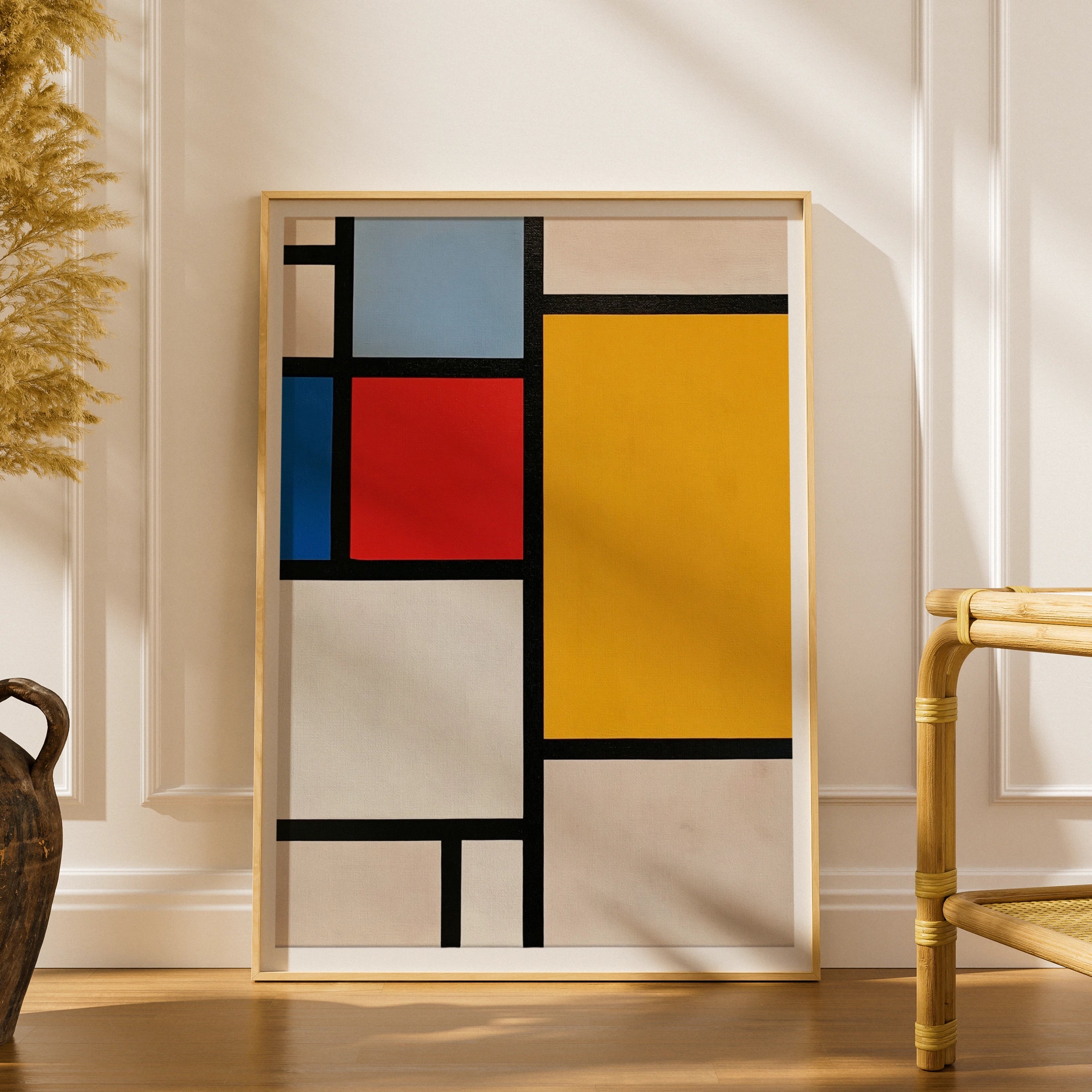 Mondrian Style Abstract Geometric Poster, Primary Colours Wall Art Print