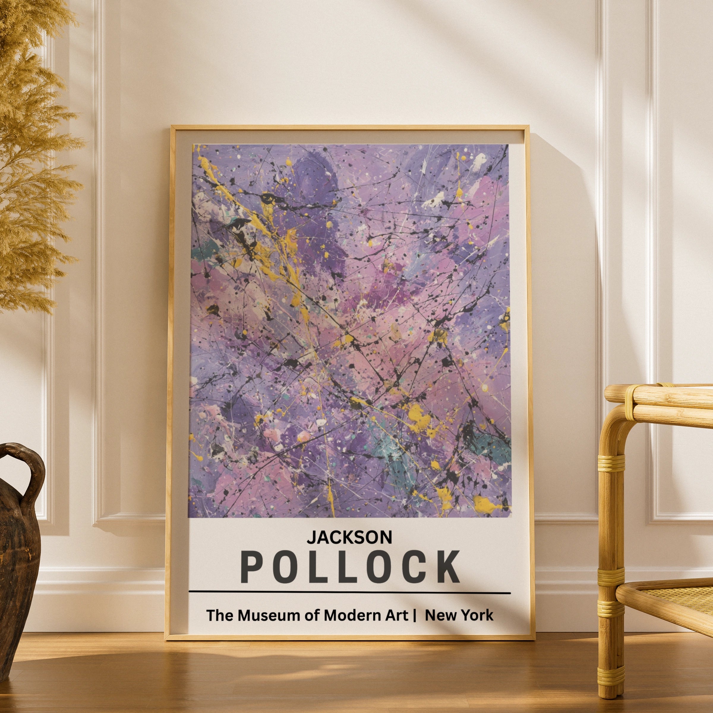 Jackson Pollock Abstract Expressionist Poster, Purple Drip Painting, MoMA Wall Art