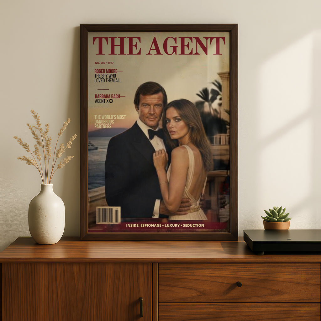 Spy Agent Magazine Cover Poster, Vintage 1970s Espionage Art Print, Retro Spy Wall Art