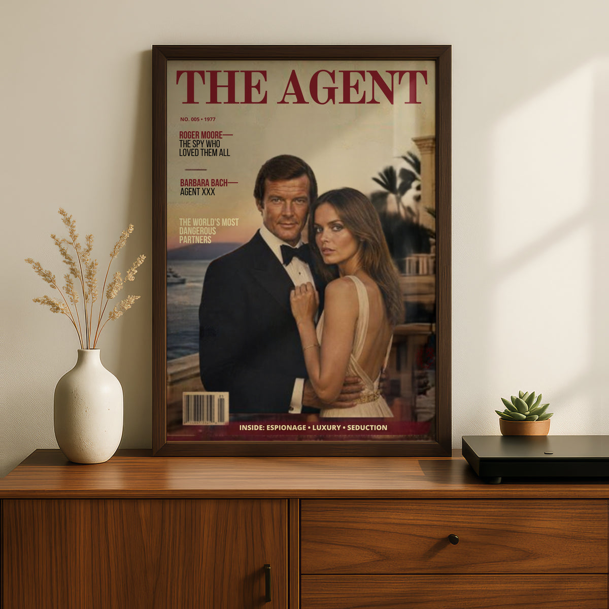 Spy Agent Magazine Cover Poster, Vintage 1970s Espionage Art Print, Retro Spy Wall Art