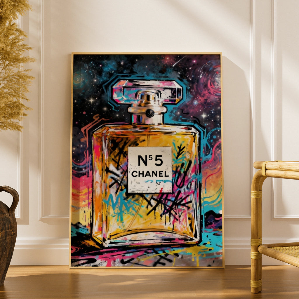 Perfume Bottle Pop Art Poster, Graffiti Street Art Print, Colourful Fashion Wall Art