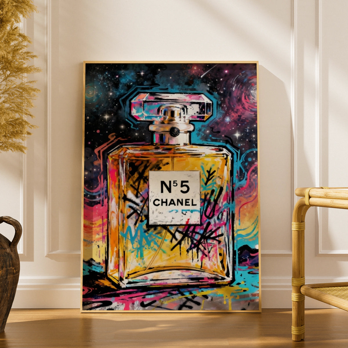 Perfume Bottle Pop Art Poster, Graffiti Street Art Print, Colourful Fashion Wall Art