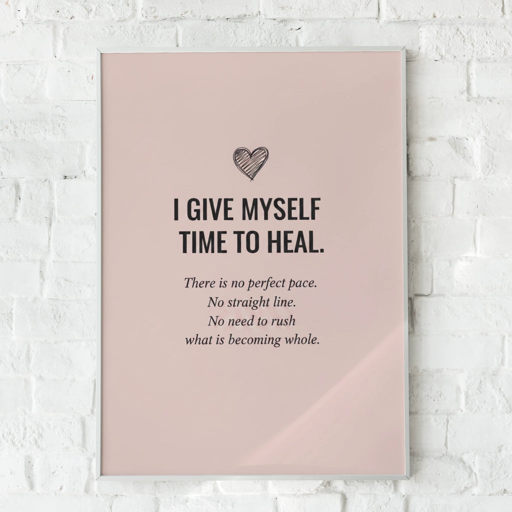 Self Healing Quote Poster, Blush Pink Mental Health Wall Art, Motivational Print for Bedroom