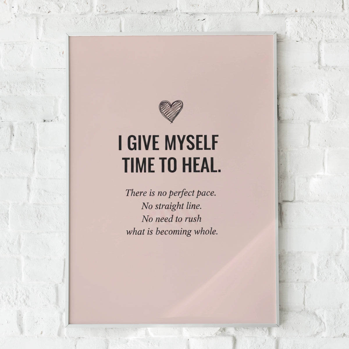 Self Healing Quote Poster, Blush Pink Mental Health Wall Art, Motivational Print for Bedroom