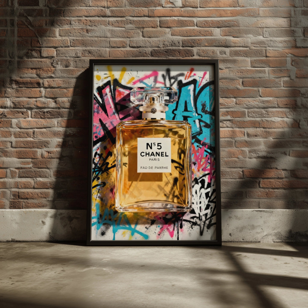 Chanel No 5 Perfume Graffiti Pop Art Poster, Fashion Wall Art, Luxury Print