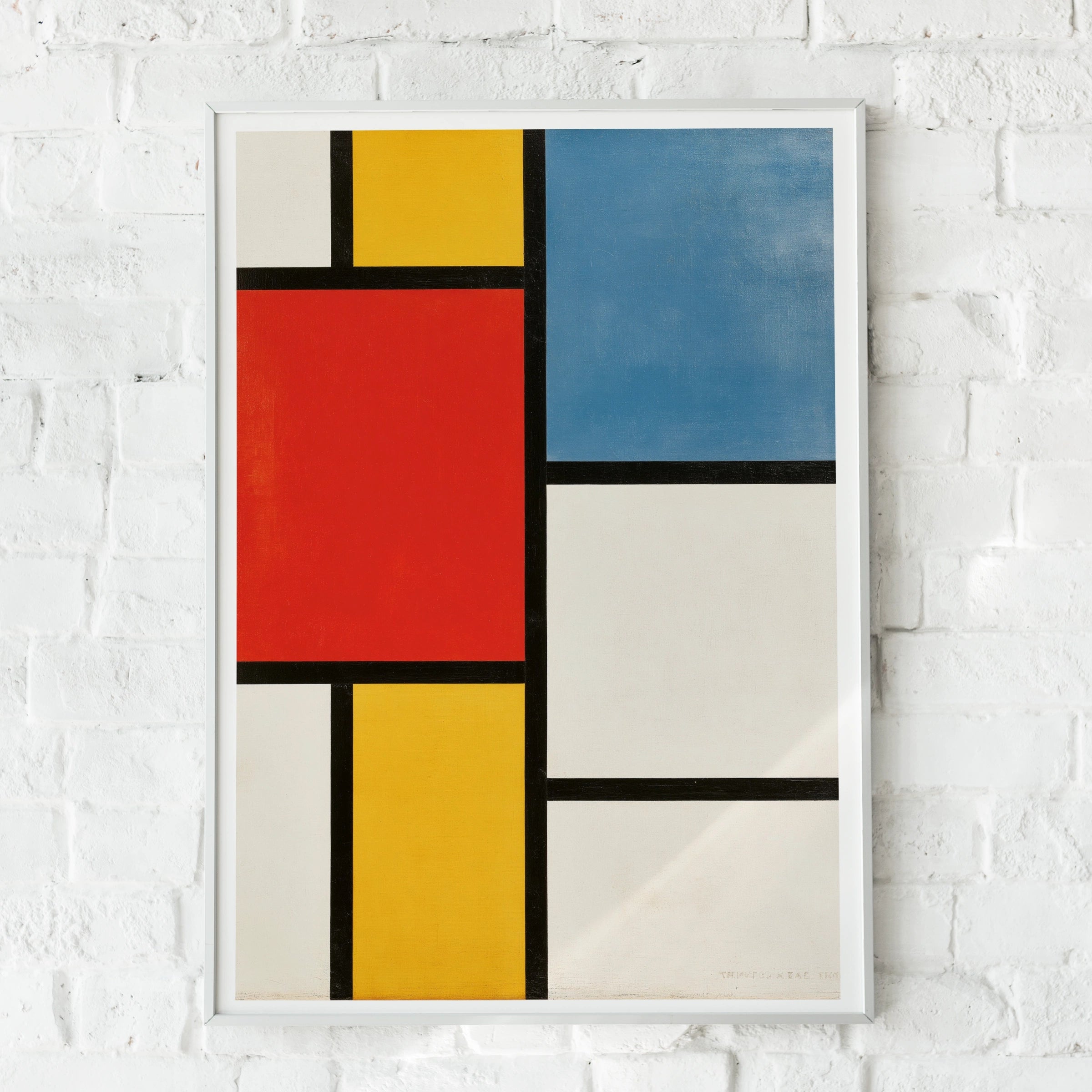 Mondrian Style Abstract Poster, Red Blue Yellow Geometric Wall Art Print, De Stijl