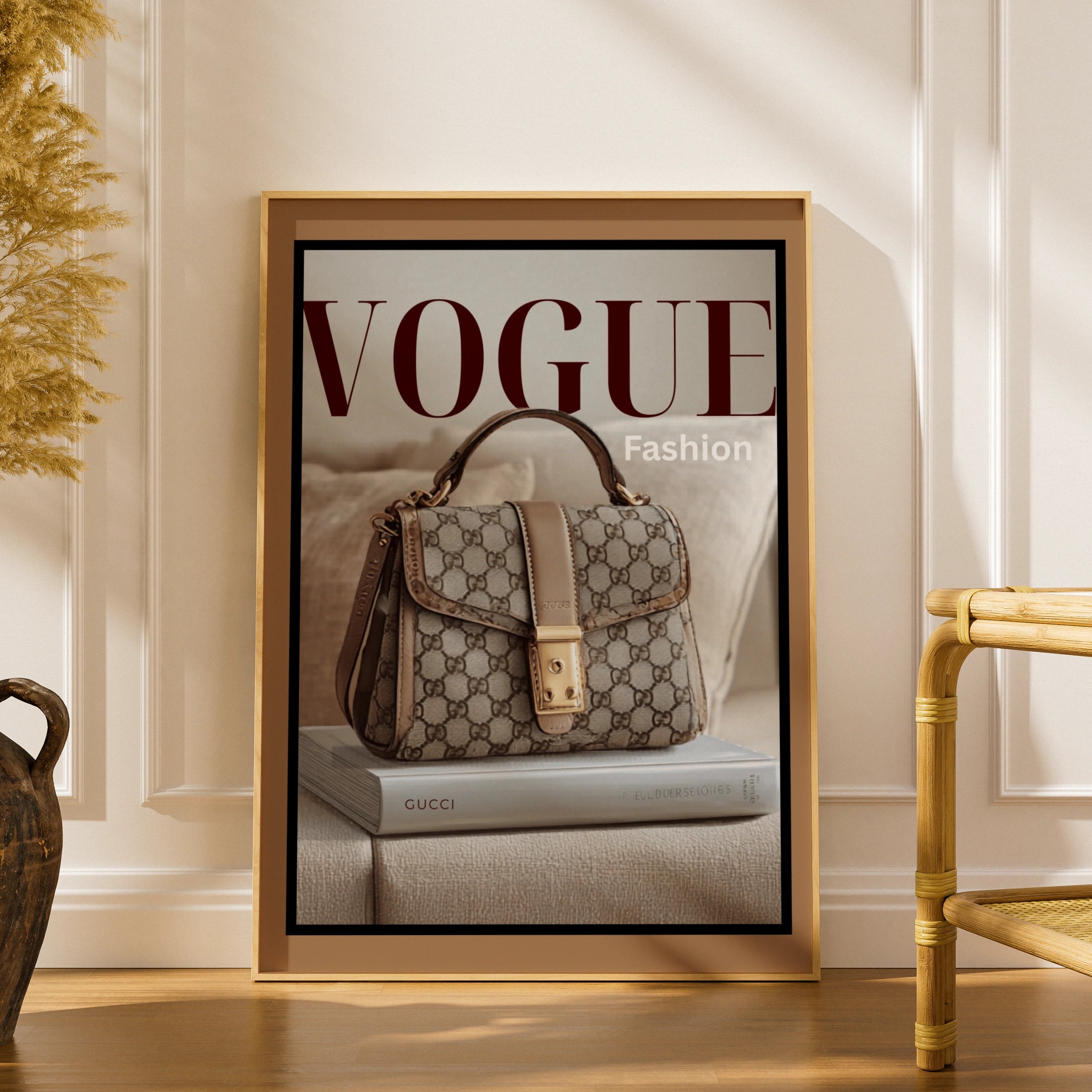 Vogue Fashion Poster, Luxury Handbag Wall Art, Designer Bag Print, Chic Neutral Decor