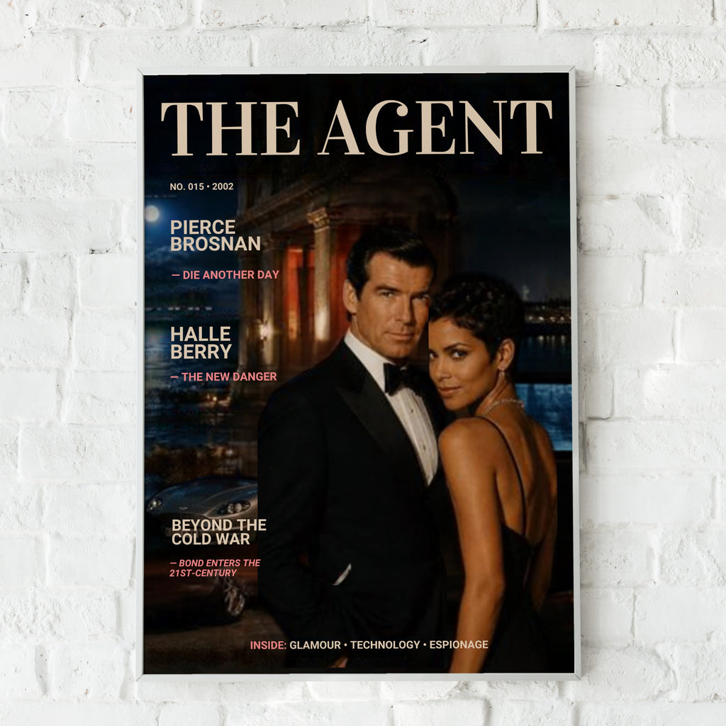 Spy Agent Magazine Cover Poster, Secret Agent Art Print, Espionage Wall Art, Retro Film Print
