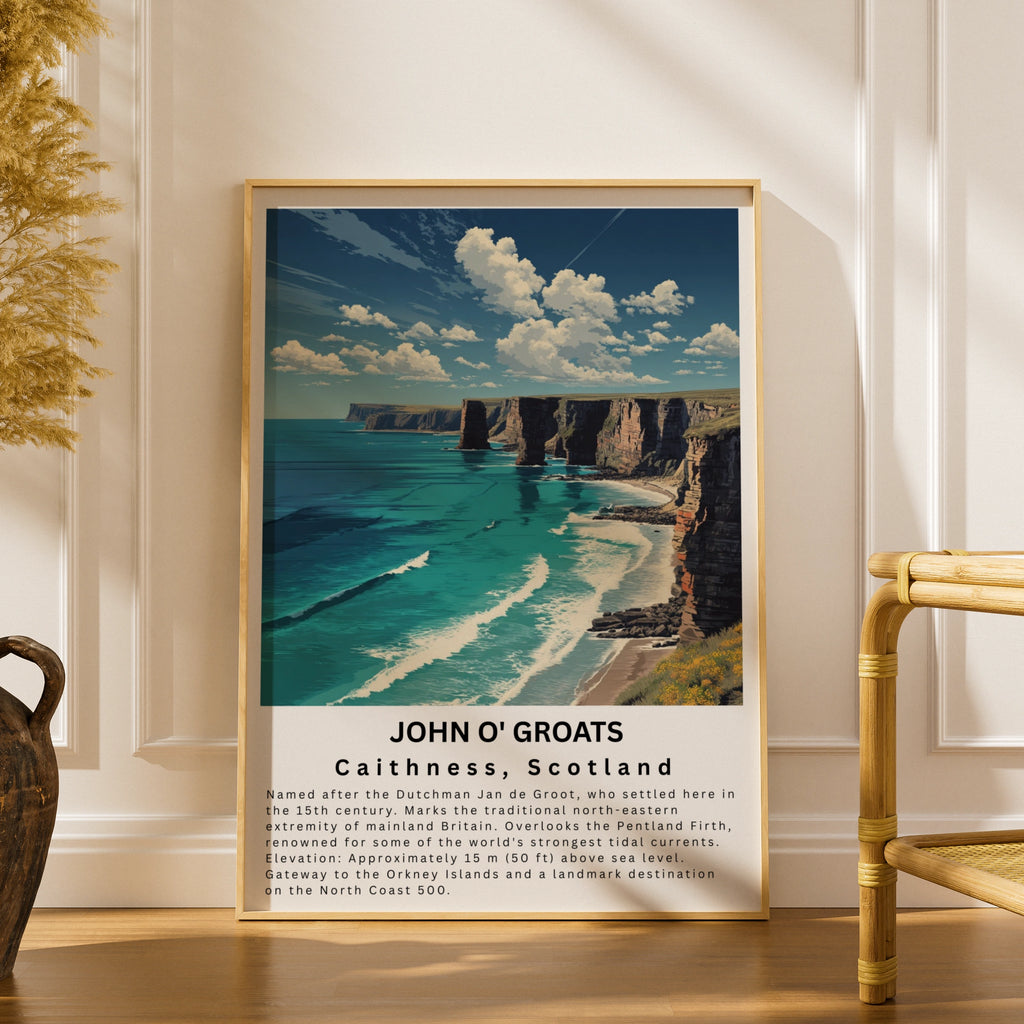 John O'Groats Print, NC500 Scotland Poster, Caithness Coastal Wall Art, Travel