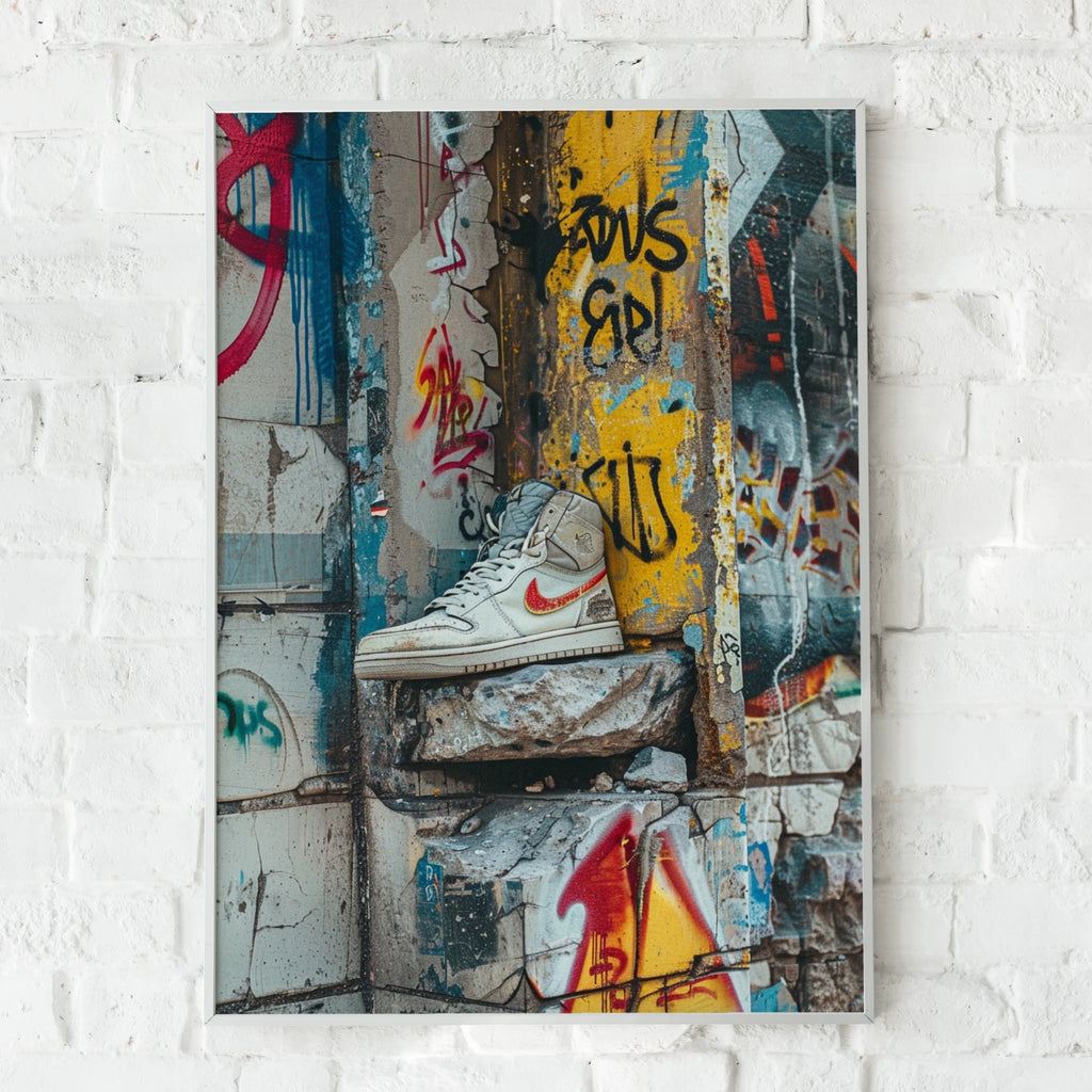 Grunge Sneaker Graffiti Wall Art, Urban Street Style Poster, Trainers Print