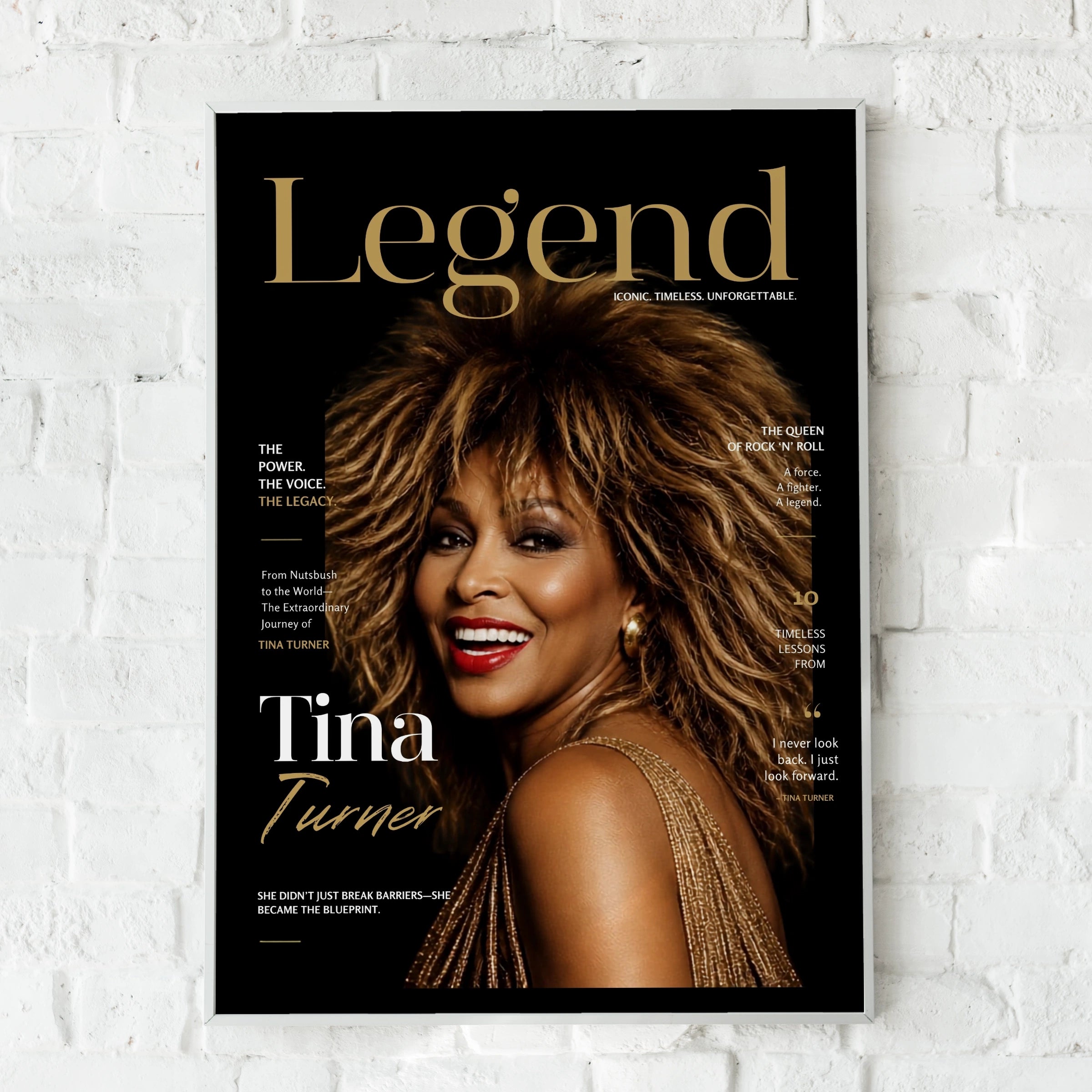 Tina Turner Legend Magazine Cover Poster, Queen of Rock Wall Art Print