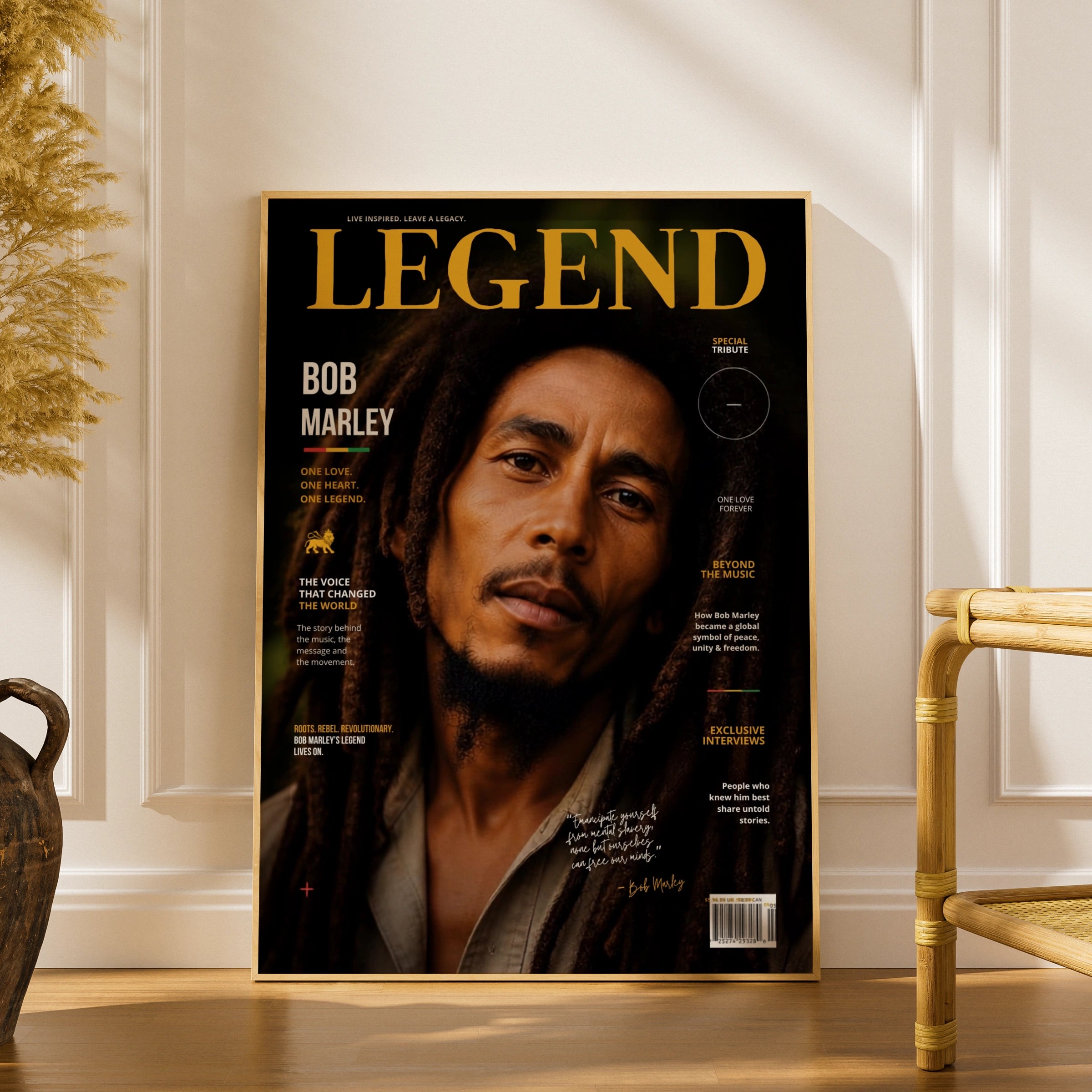 Bob Marley Legend Magazine Cover Poster, Reggae Music Wall Art, One Love Print