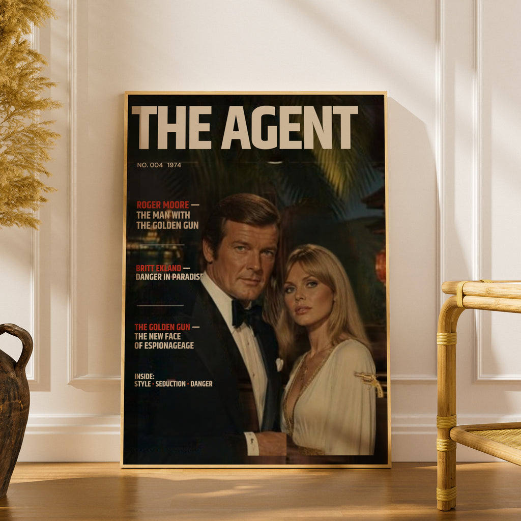 Retro Spy Magazine Cover Poster, 1970s Secret Agent Wall Art, Vintage Espionage Print