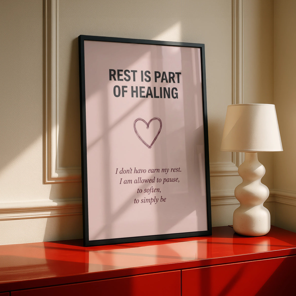 Rest Is Part of Healing Poster, Blush Pink Mental Health Wall Art, Self-Care Quote Print