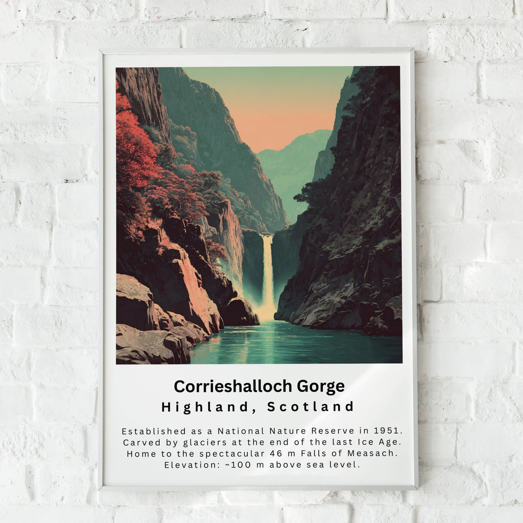 Corrieshalloch Gorge Scotland Poster, NC500 Wall Art, Highland Waterfall Print