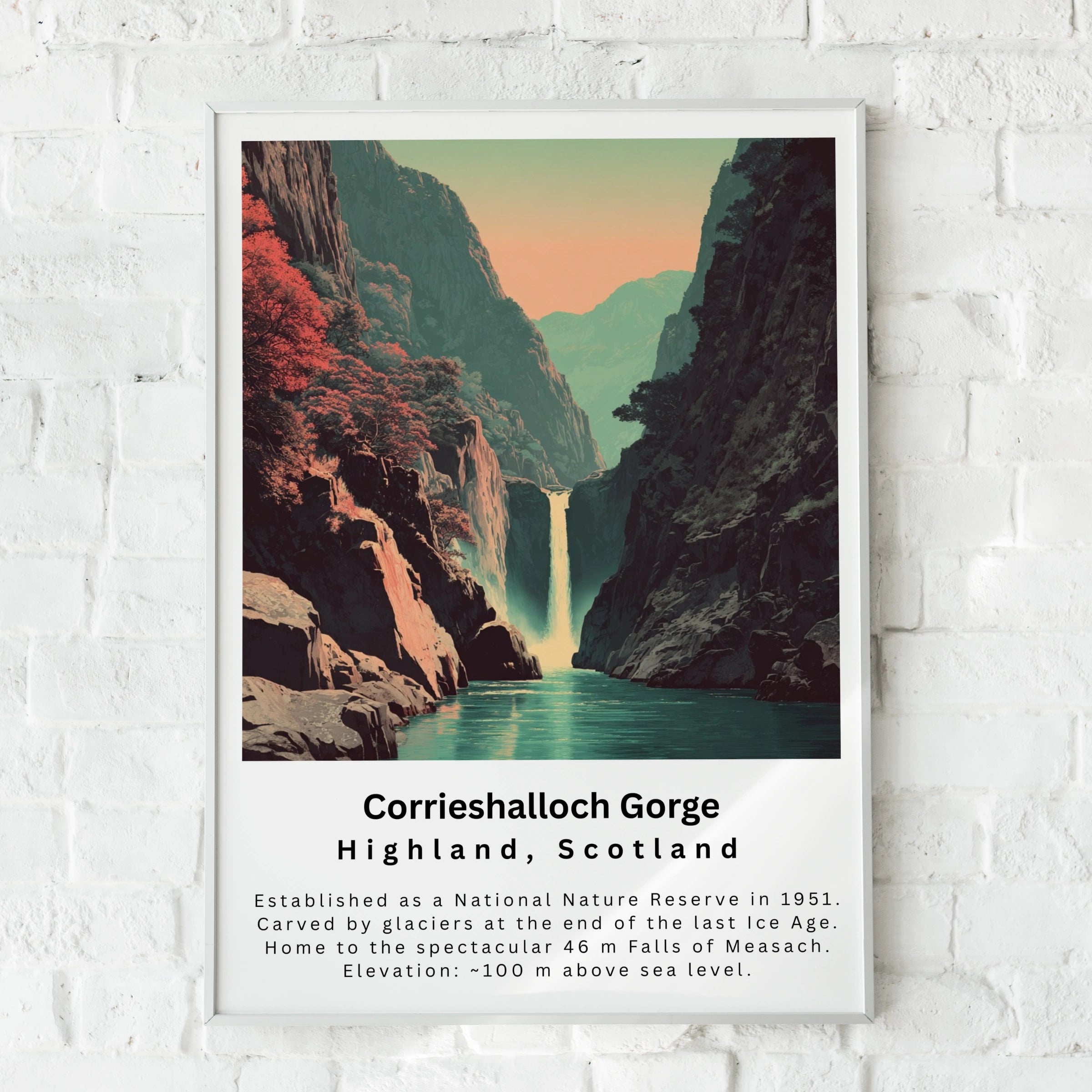 Corrieshalloch Gorge Scotland Poster, NC500 Wall Art, Highland Waterfall Print