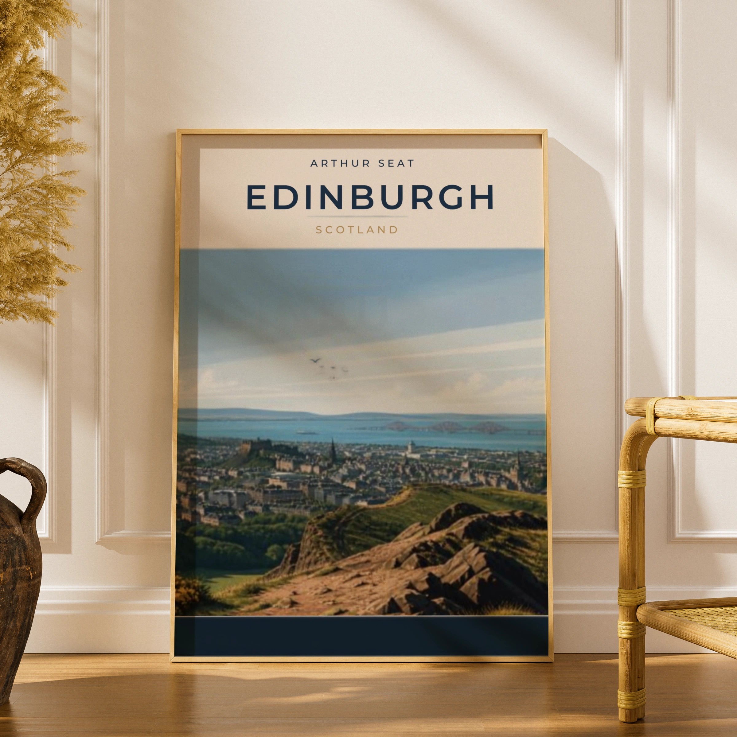 Travel Print | Edinburgh Print, Arthur Seat Scotland Poster, City Skyline Wall Art