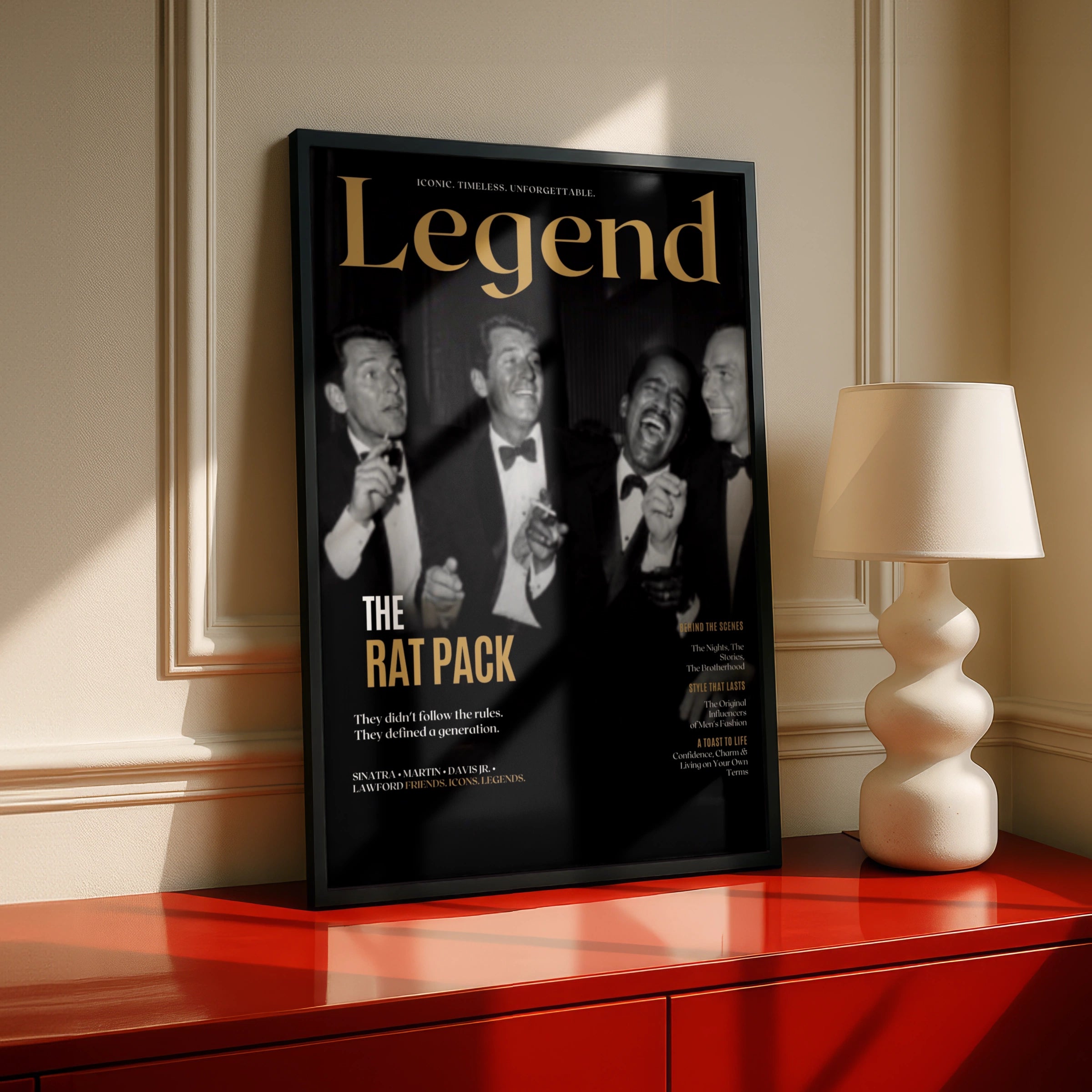 Rat Pack Legend Poster, Sinatra Martin Davis Jr Lawford, Retro Music Wall Art