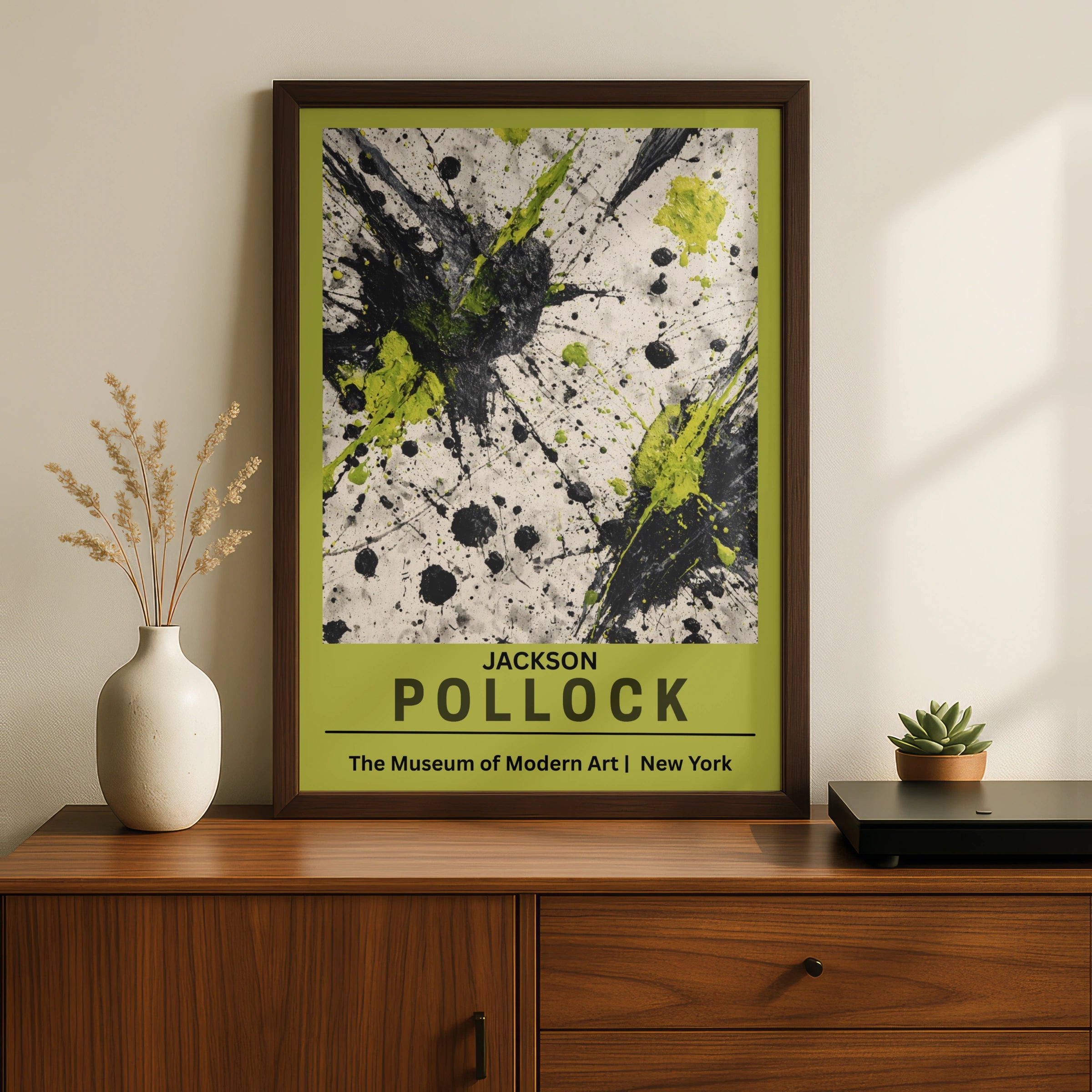 Jackson Pollock Abstract Expressionist Wall Art Poster, Black Green Drip Print