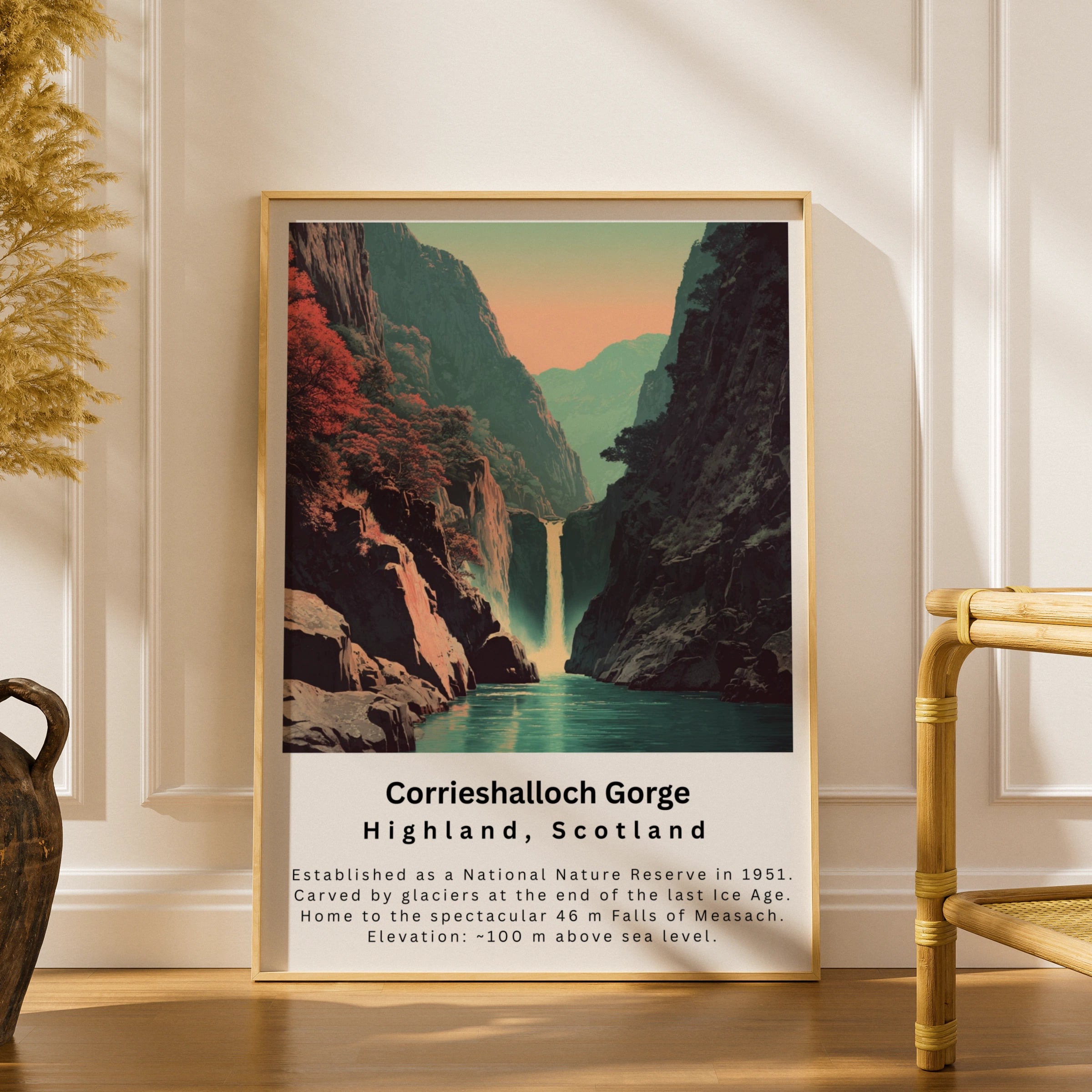 Corrieshalloch Gorge Scotland Poster, NC500 Wall Art, Highland Waterfall Print