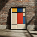 Mondrian Style Abstract Poster, Primary Colours Grid Wall Art, De Stijl Print