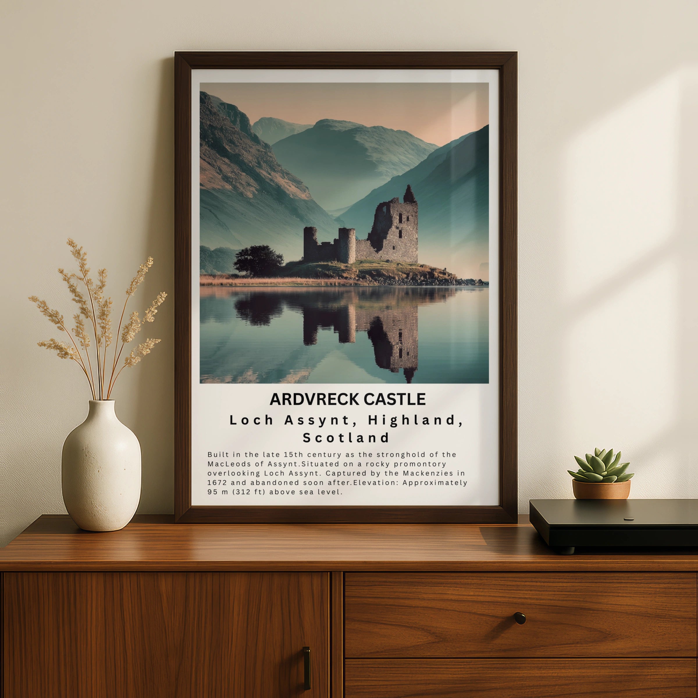 Ardvreck Castle Print, Loch Assynt Scotland Poster, NC500 Highland Wall Art