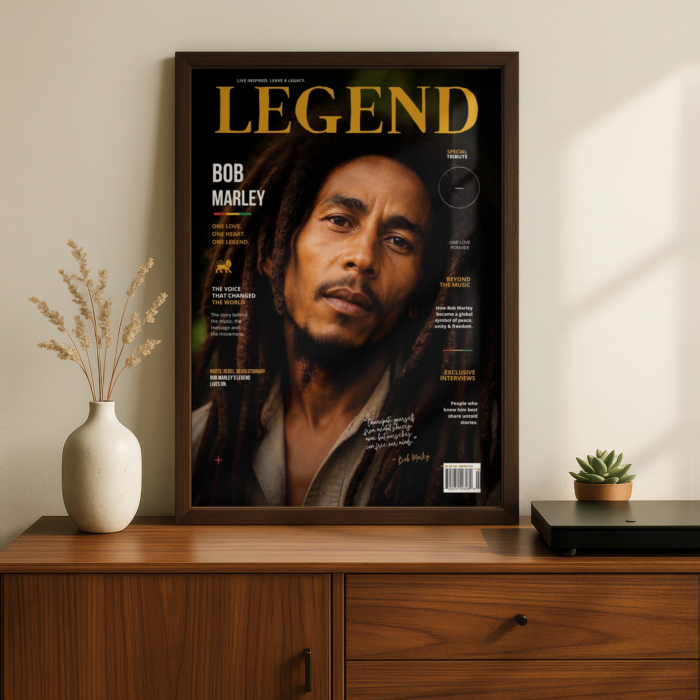 Bob Marley Legend Magazine Cover Poster, Reggae Music Wall Art, One Love Print