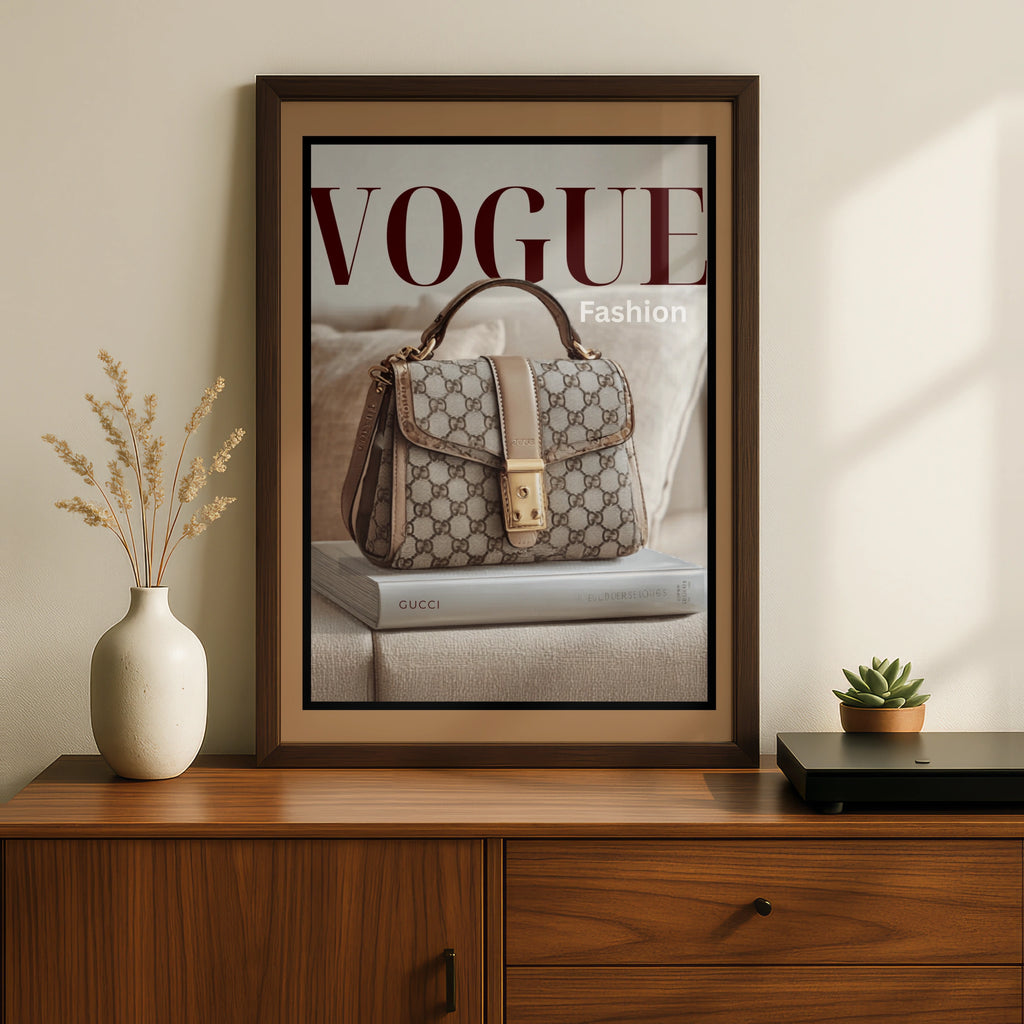 Vogue Fashion Poster, Luxury Handbag Wall Art, Designer Bag Print, Chic Neutral Decor