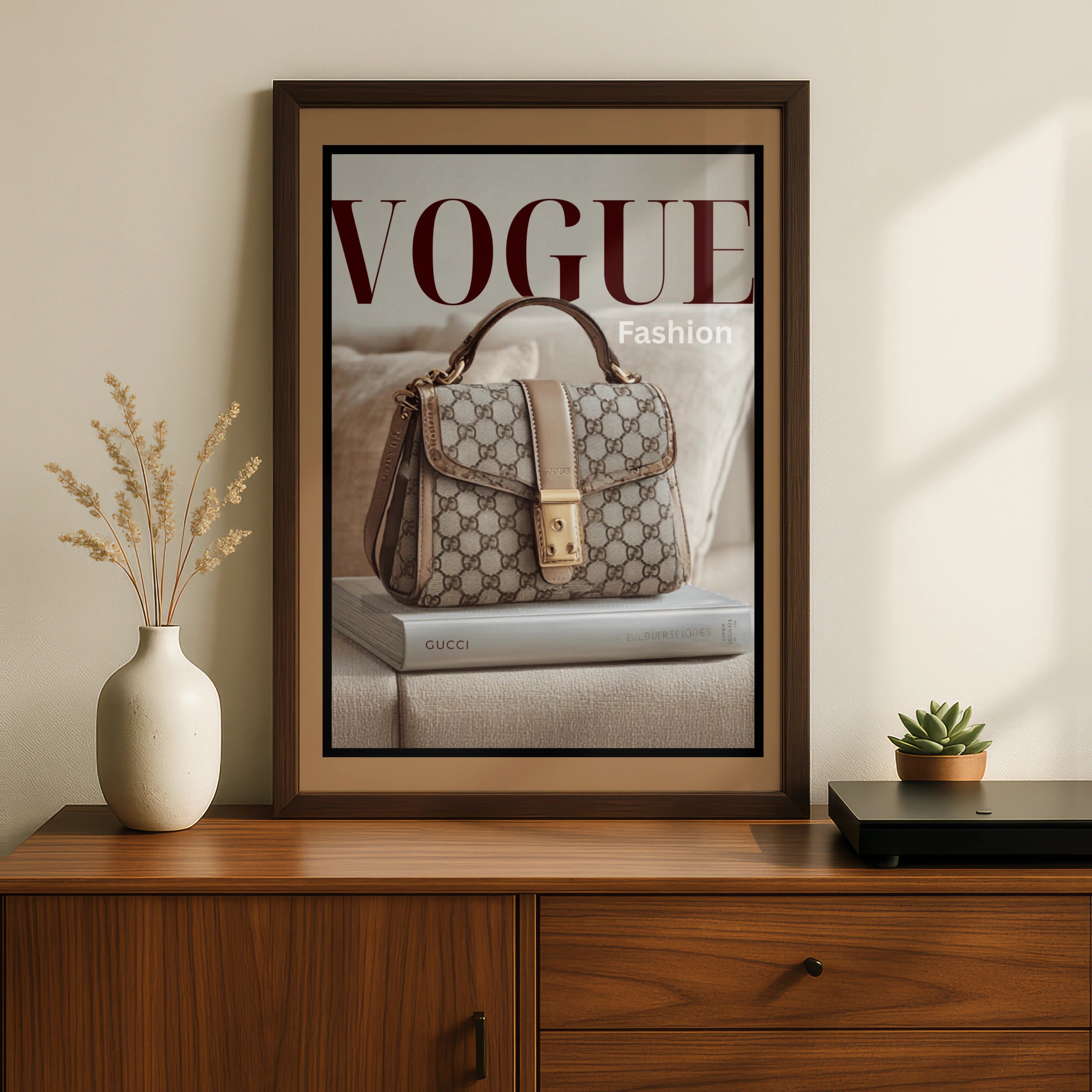 Vogue Fashion Poster, Luxury Handbag Wall Art, Designer Bag Print, Chic Neutral Decor