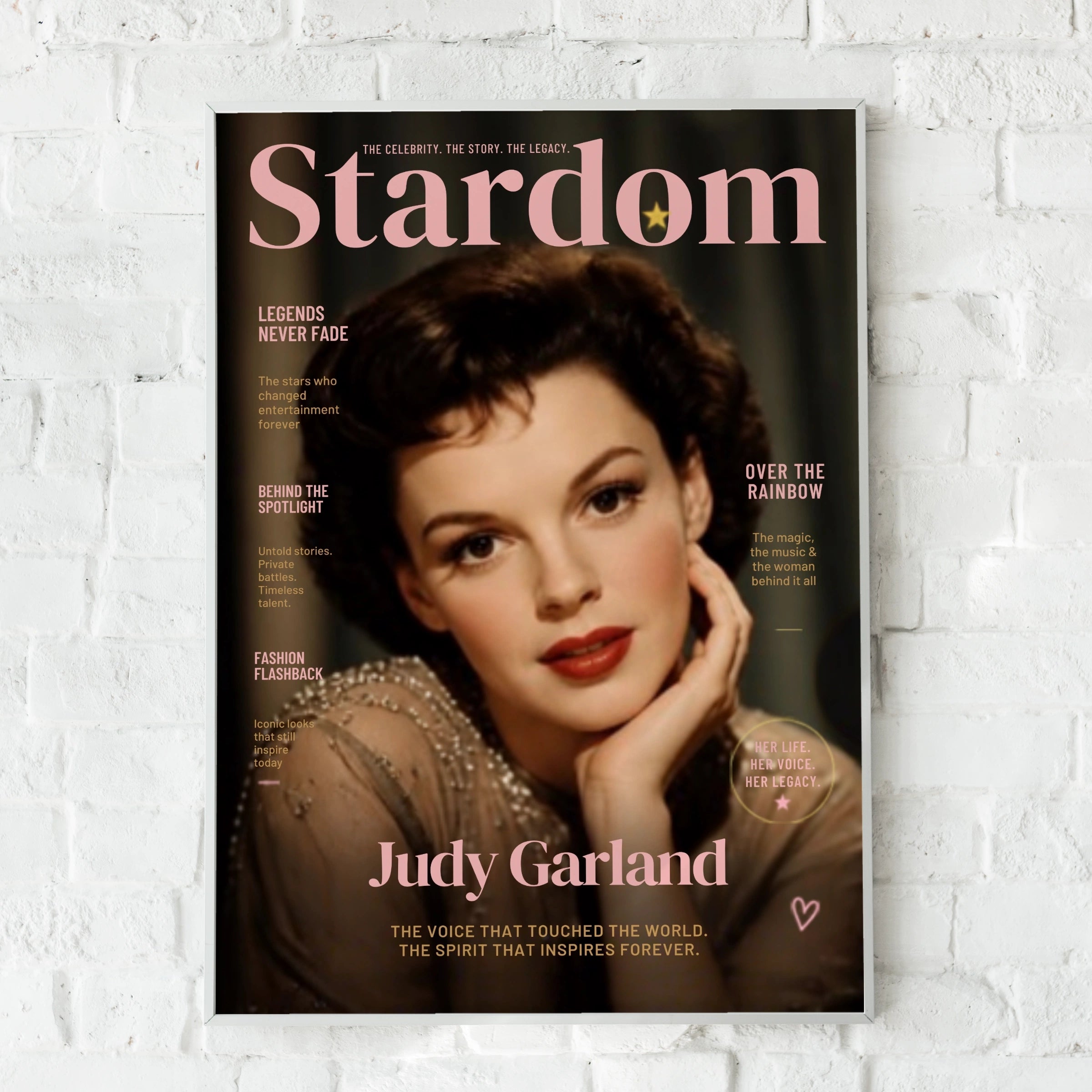 Judy Garland Magazine Cover Poster, Vintage Hollywood Icon Wall Art Print
