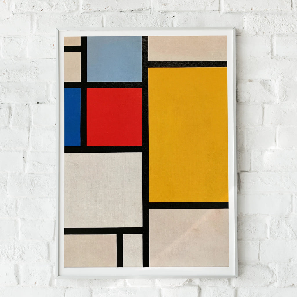 Mondrian Style Abstract Geometric Poster, Primary Colours Wall Art Print