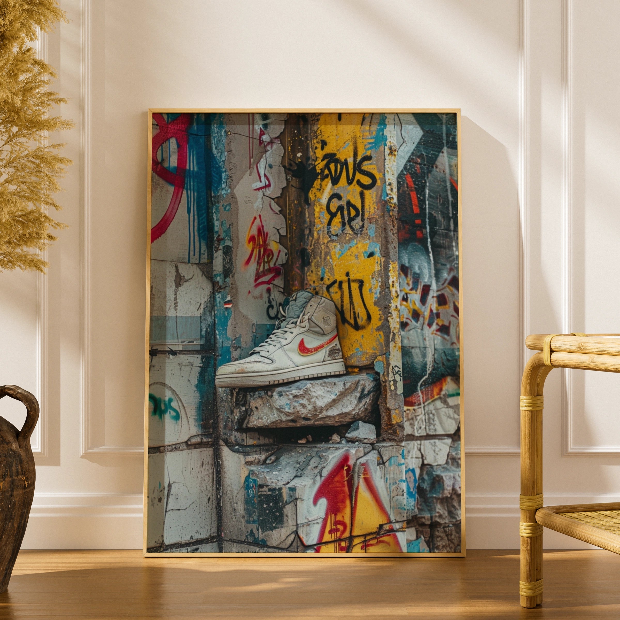 Grunge Sneaker Graffiti Wall Art, Urban Street Style Poster, Trainers Print