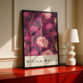 William Morris Raspberry Floral Poster, Botanical Wall Art, Pink Thistle Print, Arts and Crafts