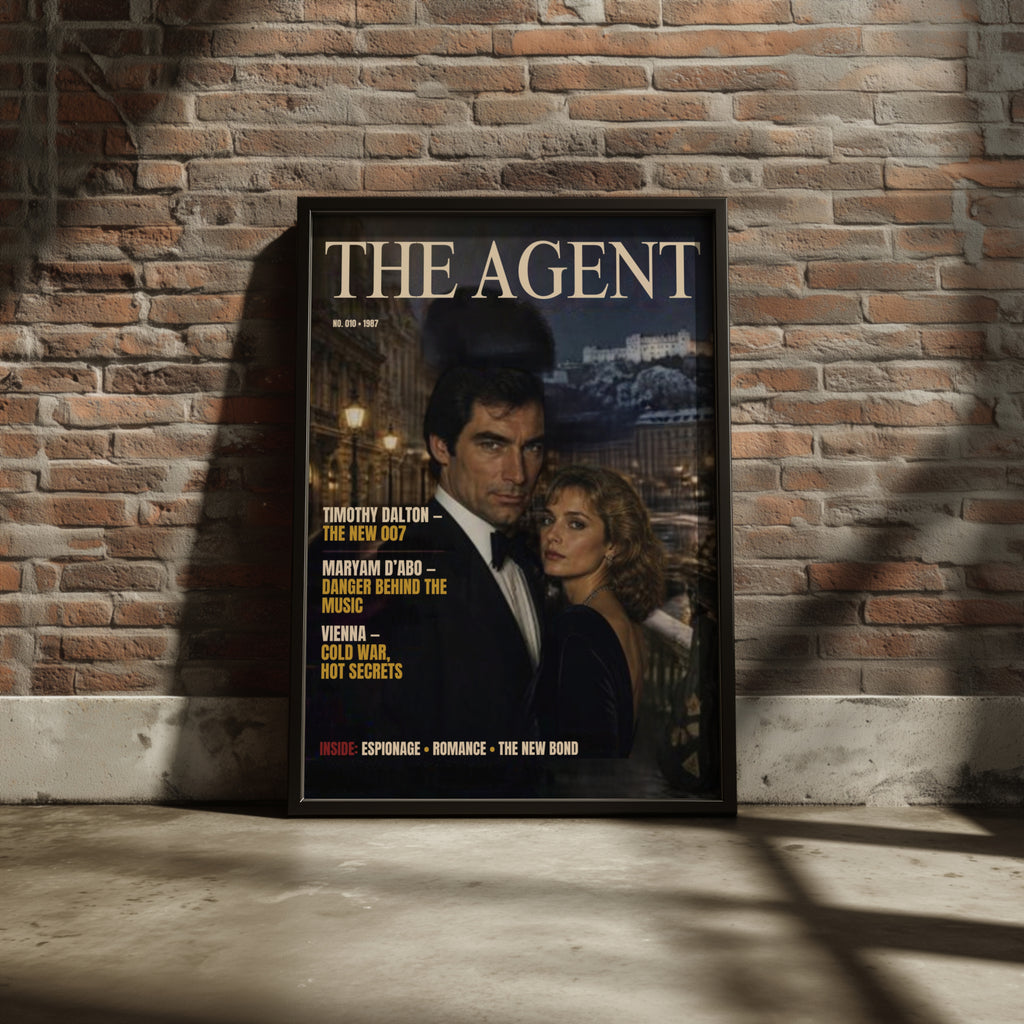 Spy Agent Magazine Cover Poster, 1980s Cold War Espionage Art, Retro Cinema Wall Art Print