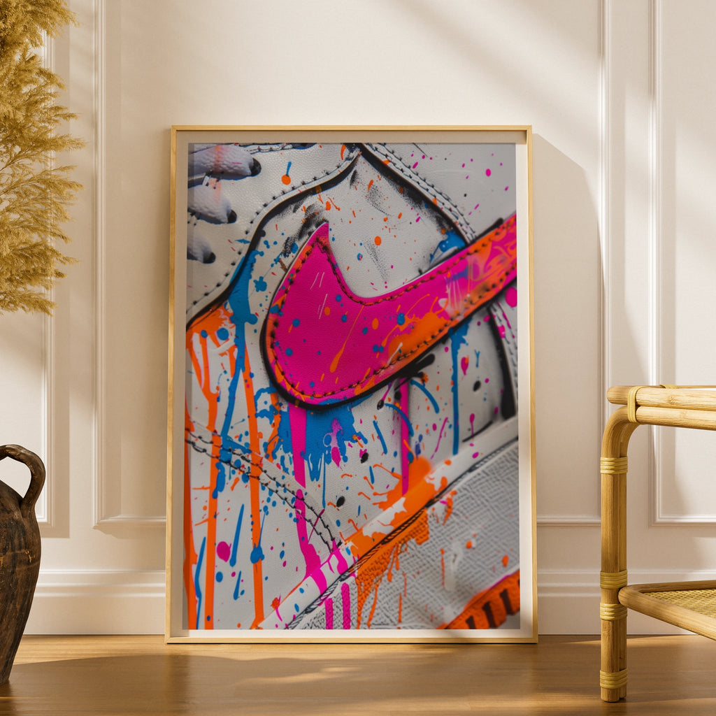 Sneaker Paint Splatter Poster, Urban Streetwear Wall Art, Colourful Trainer Print