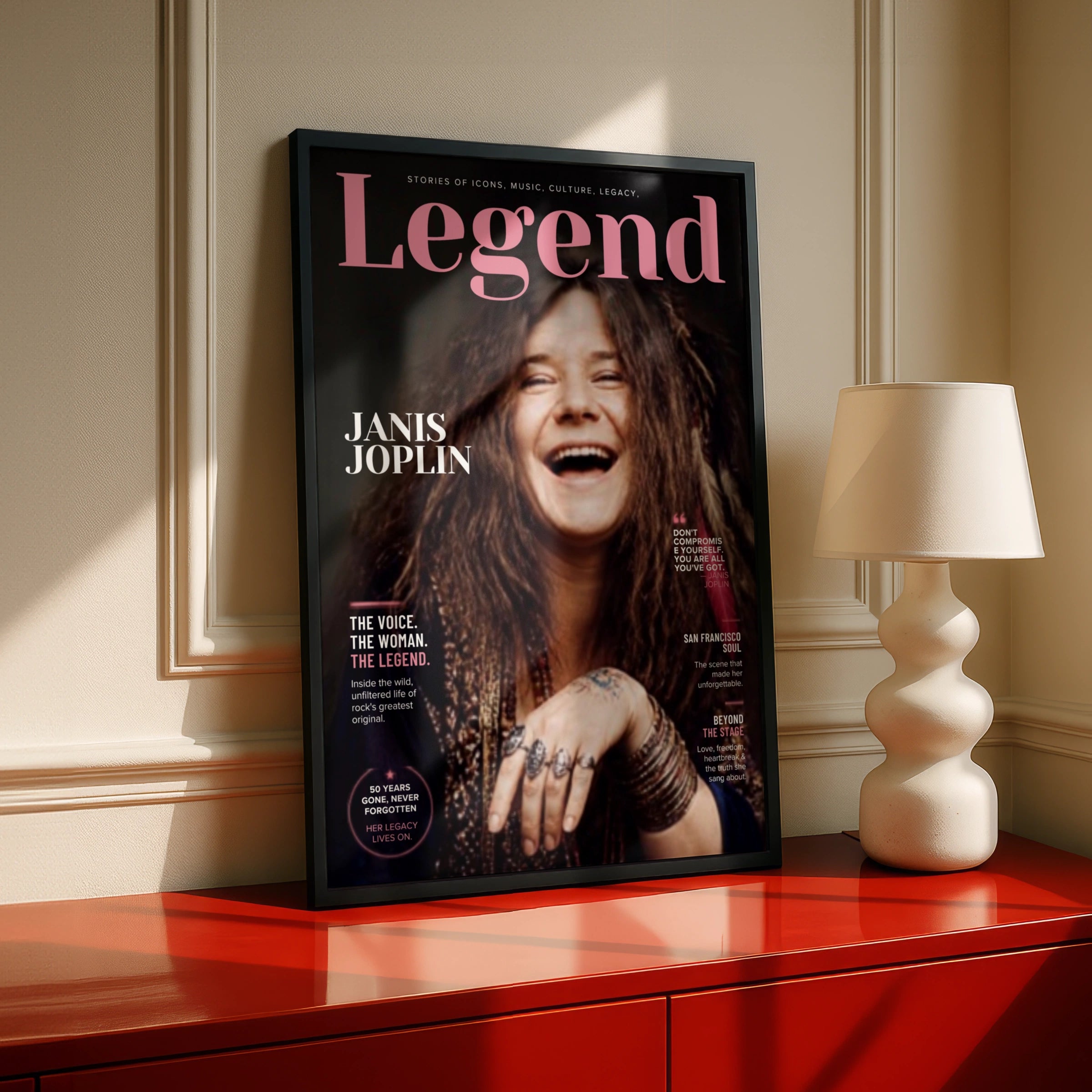Janis Joplin Legend Magazine Style Poster, Rock Music Icon Wall Art Print