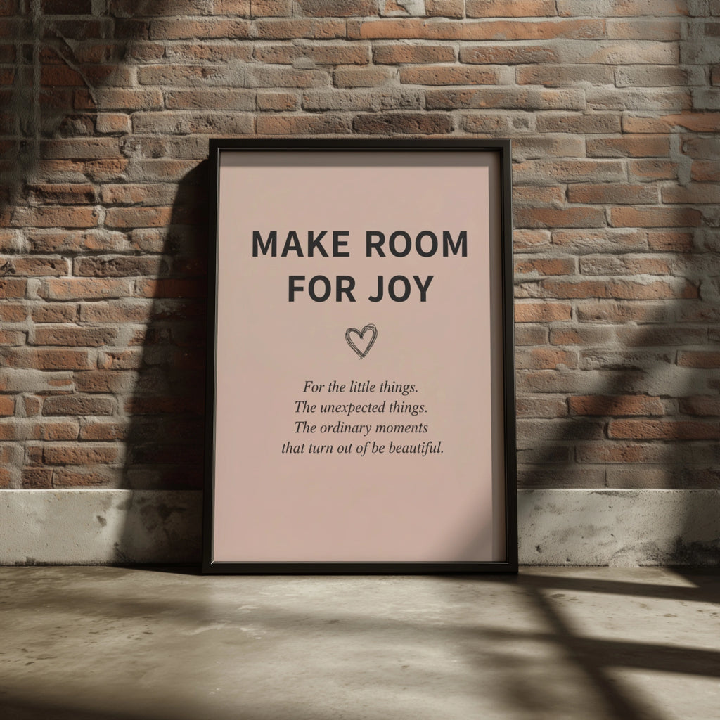 Make Room For Joy Quote Print, Blush Pink Inspirational Wall Art, Minimalist Poster