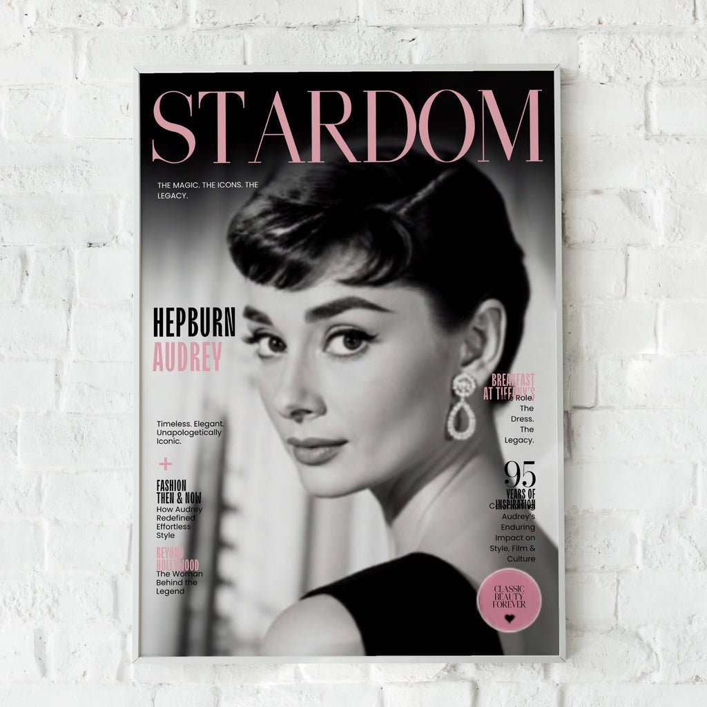 Audrey Hepburn Magazine Cover Poster, Vintage Hollywood Icon Wall Art Print