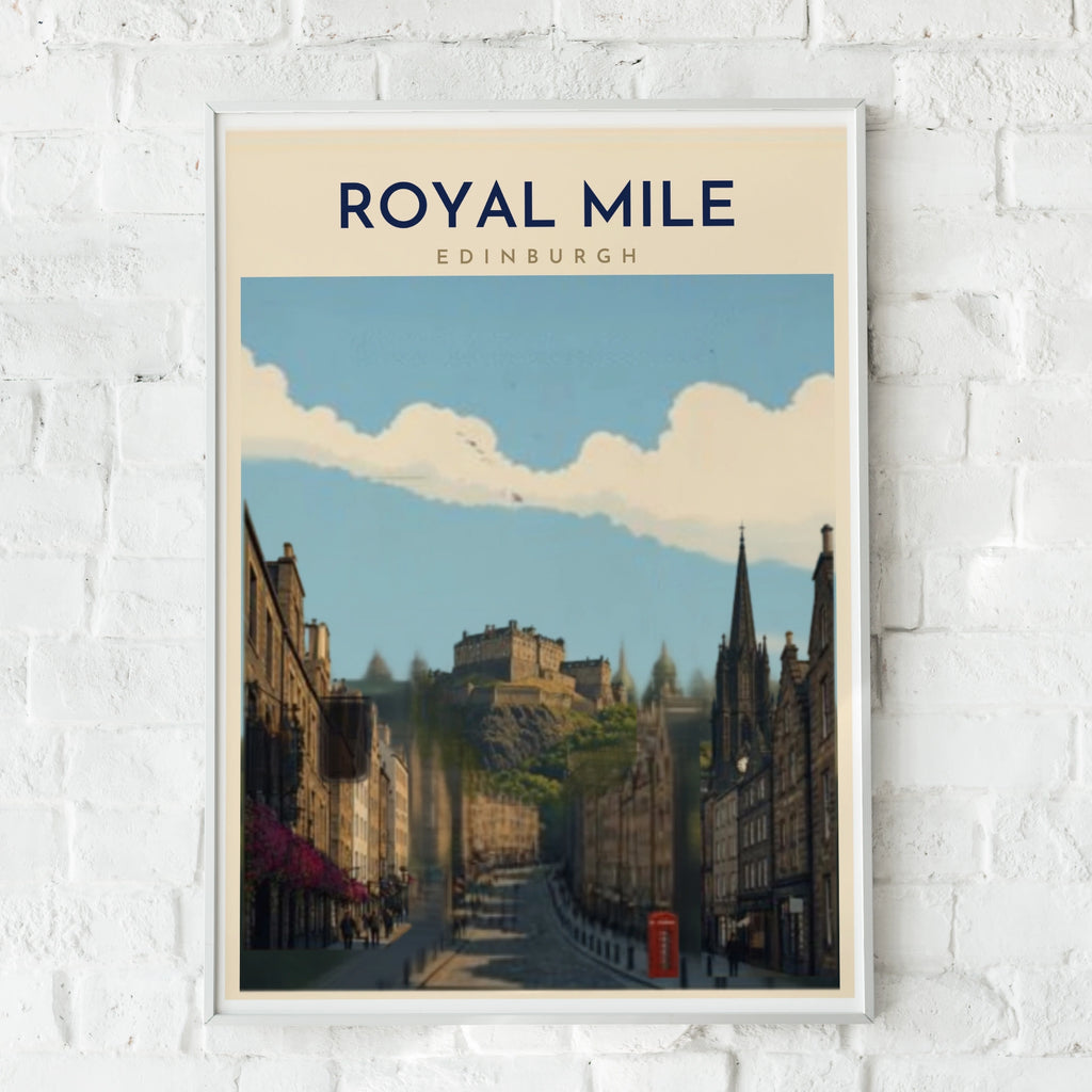 Travel Print | Royal Mile Edinburgh Poster, Scotland Print, Old Town Wall Art, Castle View